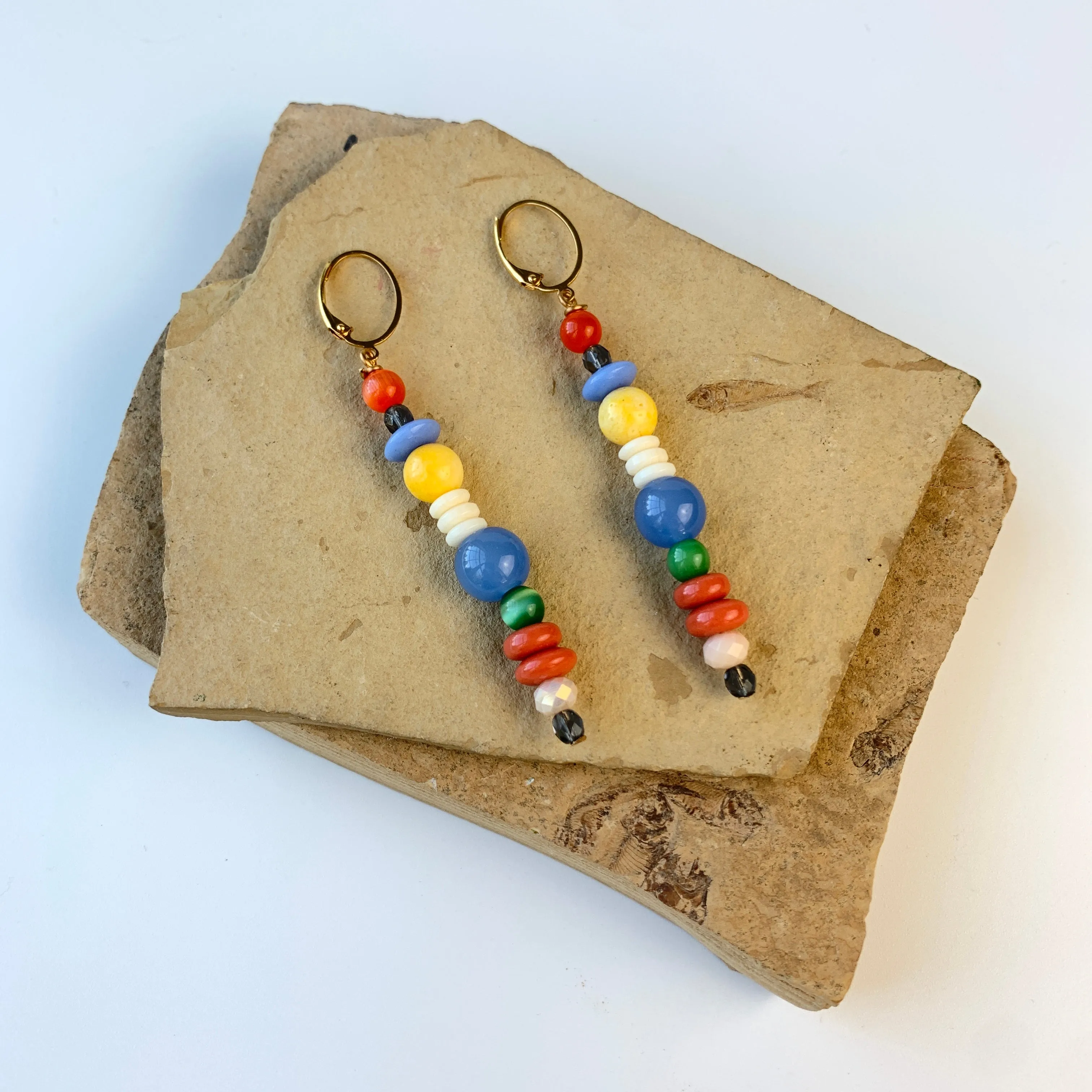 Folk Art Candlestick Glass Beaded Earrings