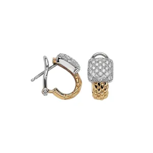 Fope 18K Yellow and White Gold Vendome J Hoop Pave Diamond Earrings