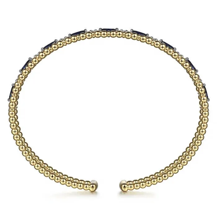 Gabriel 14K Yellow Gold Bujukan Cuff Bracelet with Marquise Sapphire & Diamonds BG4716-62Y45SA