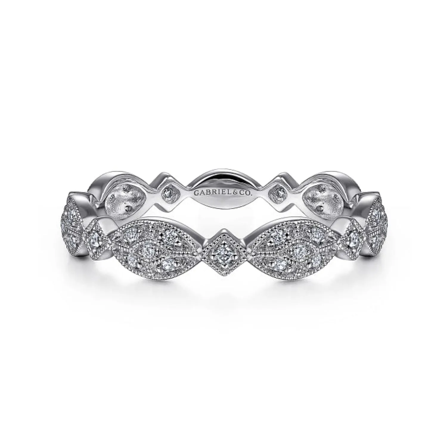 Gabriel & Co. Marquise Station Cluster Diamond Stackable Ring