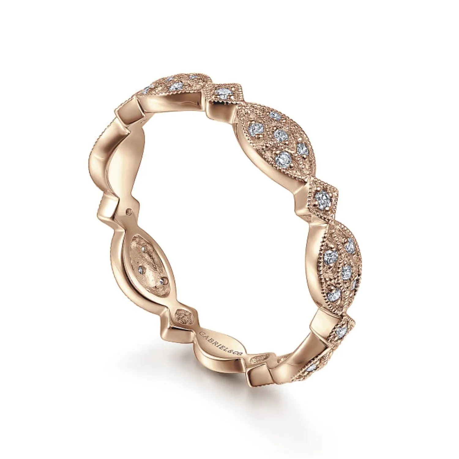 Gabriel & Co. Marquise Station Cluster Diamond Stackable Ring