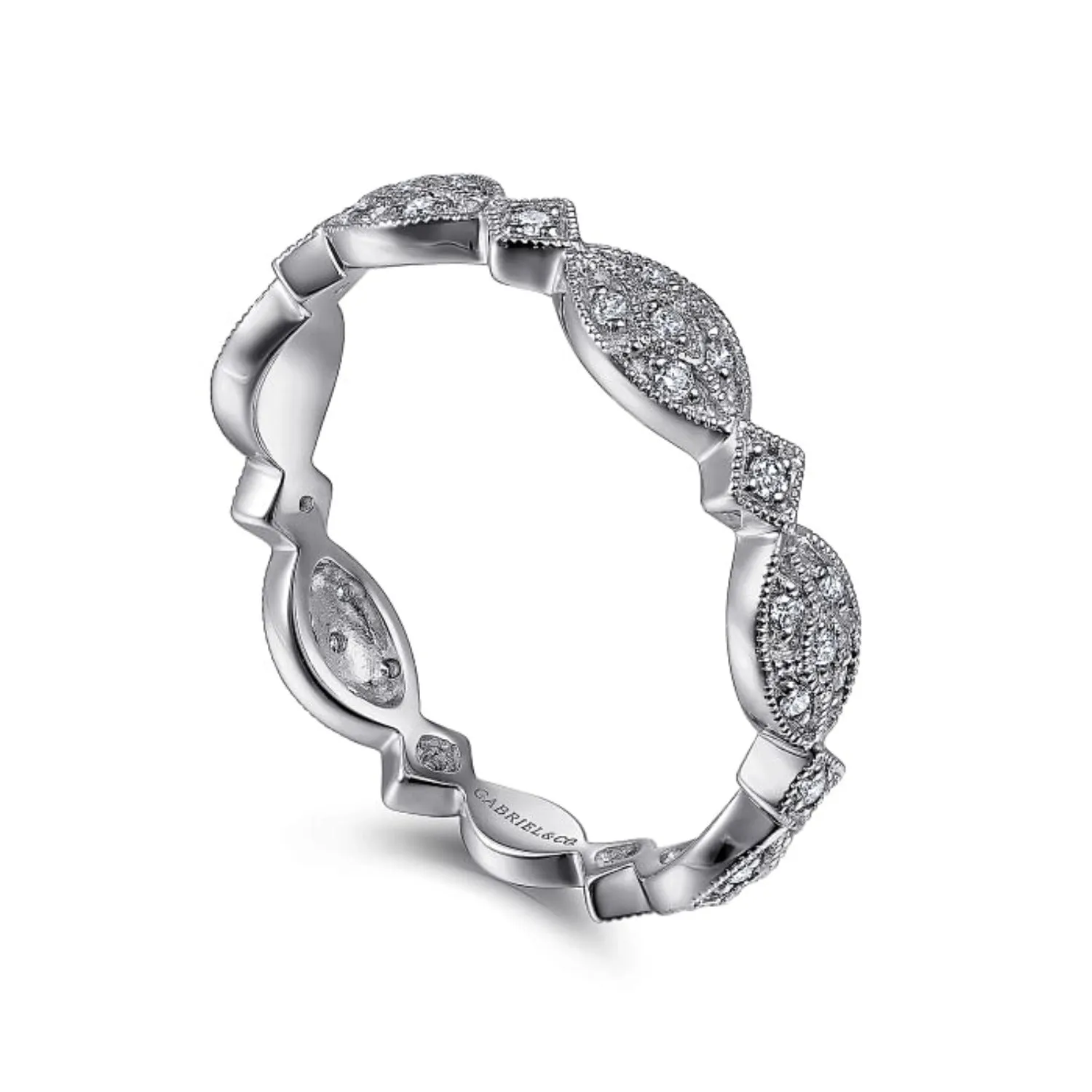 Gabriel & Co. Marquise Station Cluster Diamond Stackable Ring