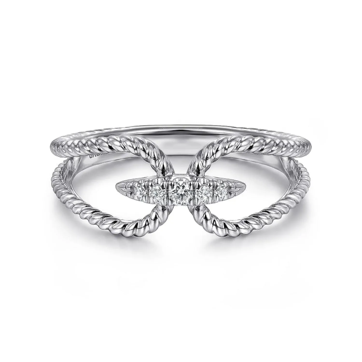 Gabriel & Co. Twisted Rope Pave Diamond Connector Ring