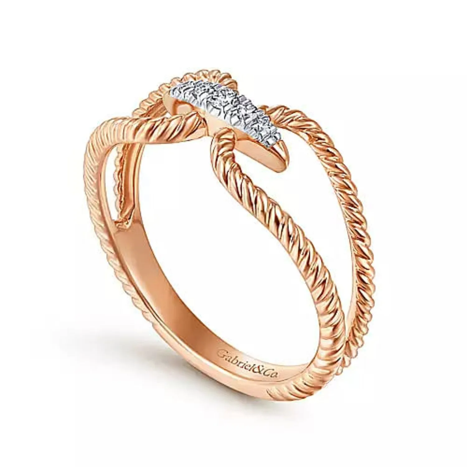 Gabriel & Co. Twisted Rope Pave Diamond Connector Ring