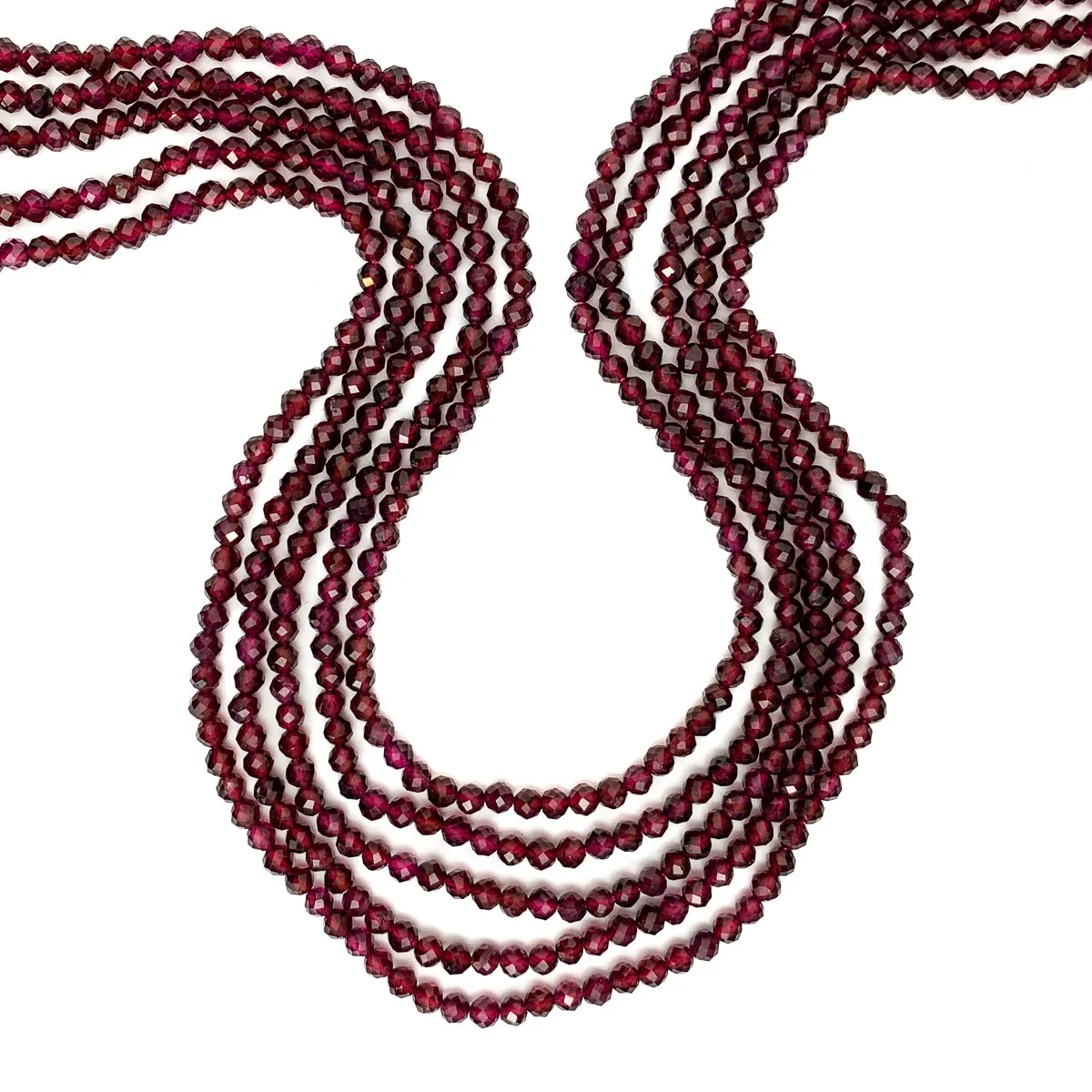 Garnet AA 3mm Faceted Rounds Strand