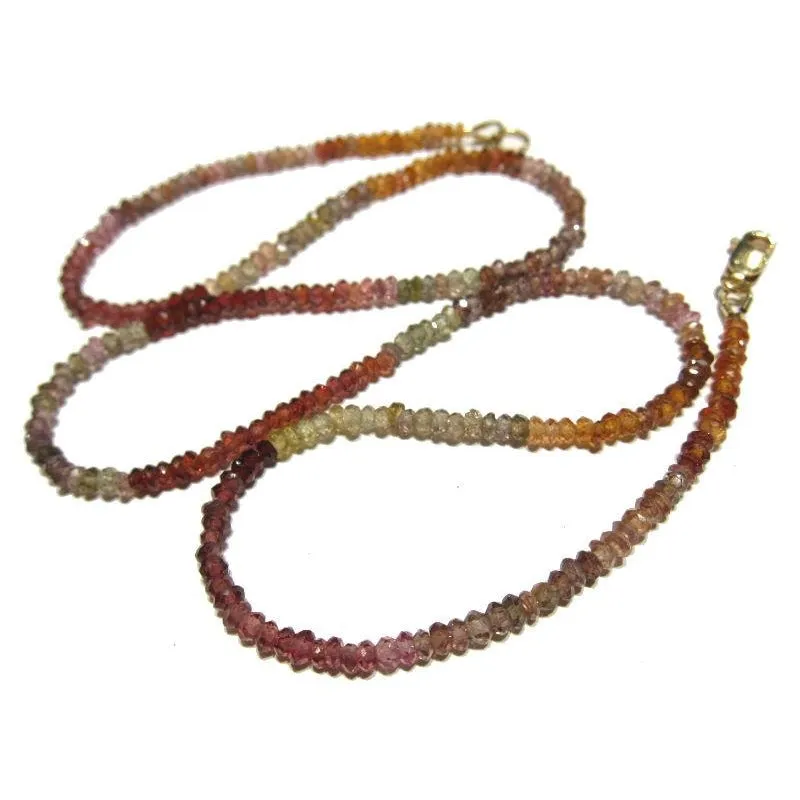 Garnet Natural Varigated Color Necklace with Gold Filled Lobster Claw Clasp