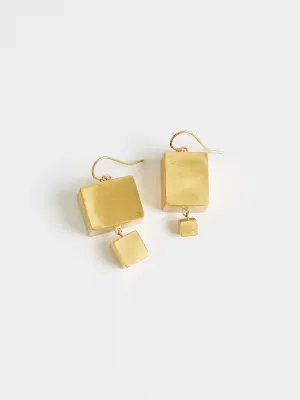 Giant Cubic Earrings in 18k and 24k Gold