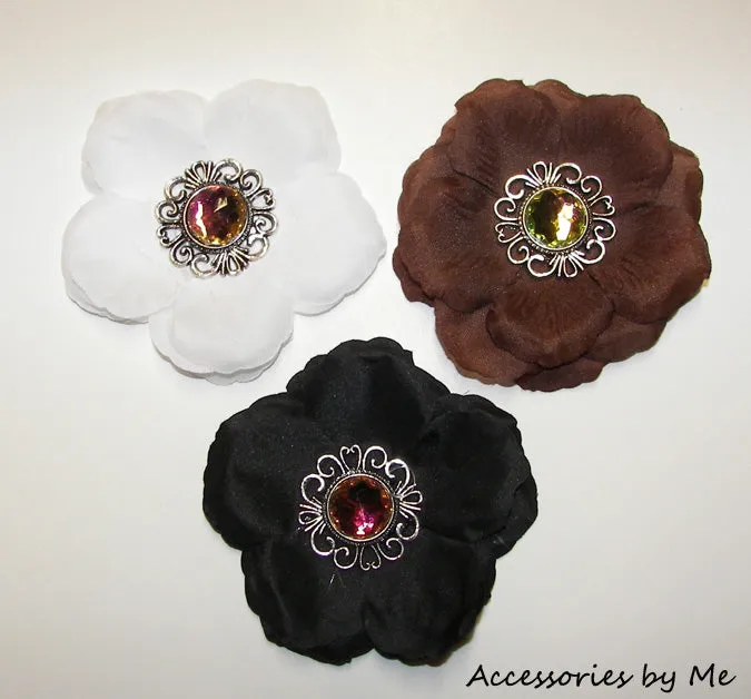 Glitzy Flower Marabou Hair Clip