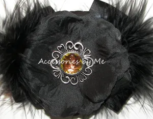 Glitzy Flower Marabou Hair Clip