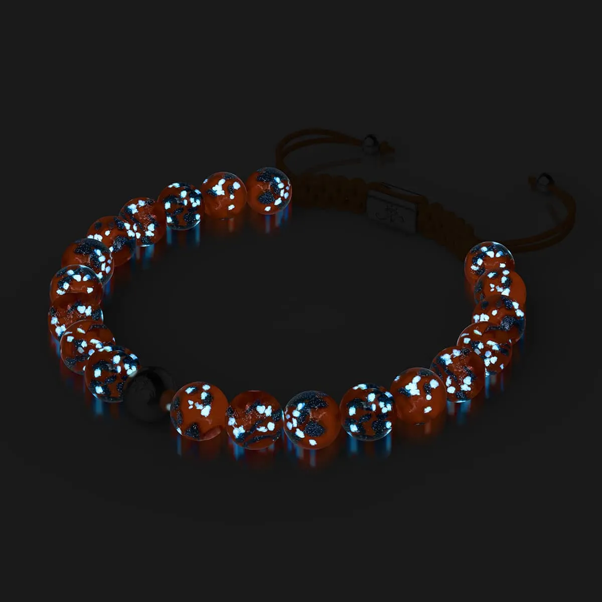 Glowing Ember | Silver | Firefly Glass Macrame Bracelet