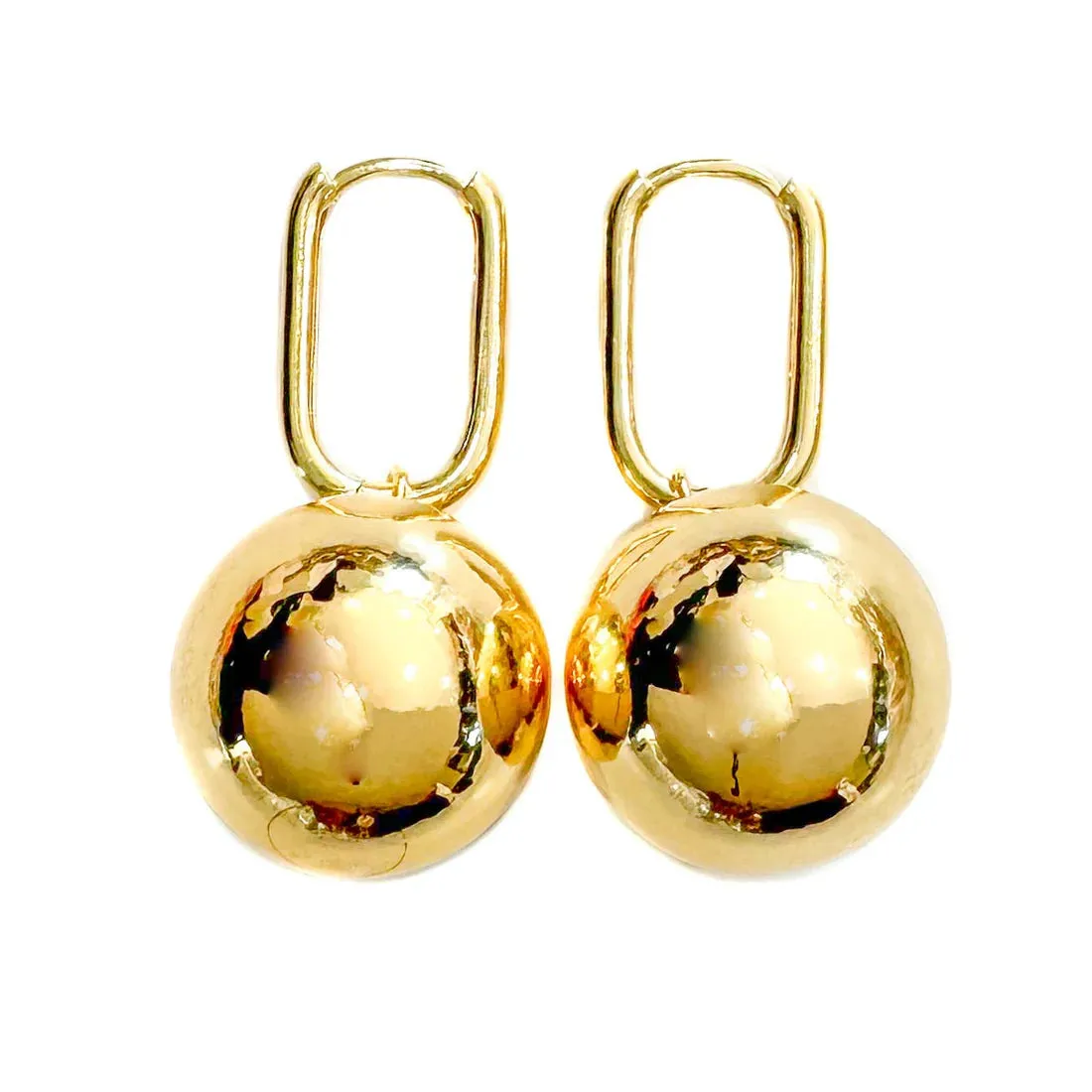 Gold Bead Ball 20mm Earrings