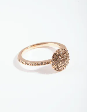 Gold Diamante Round Ring