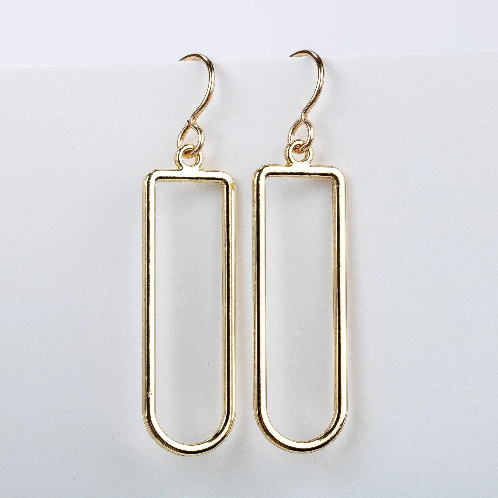 Gold Oval Drop Earrings