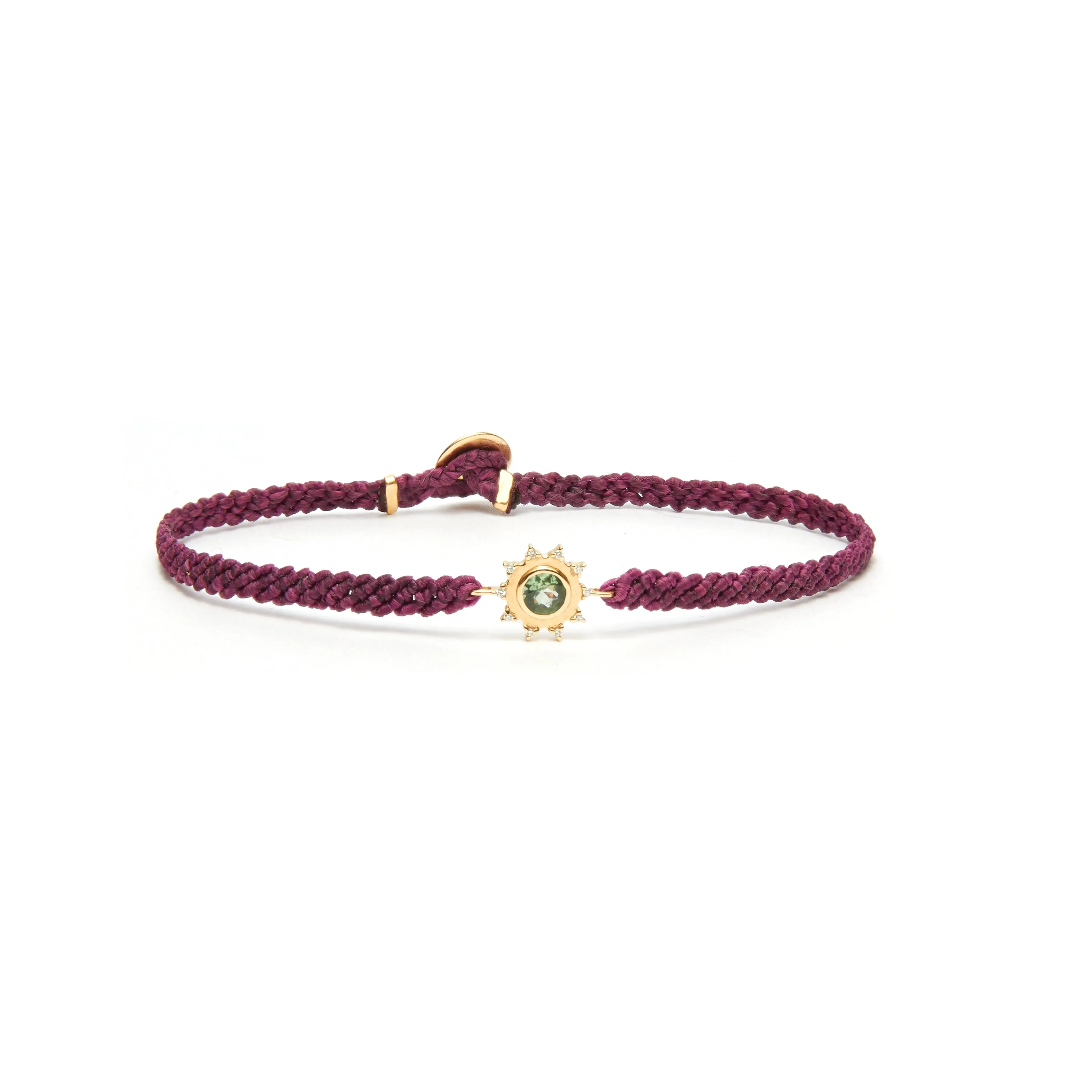 Green Sapphire & Burgundy Sunshine Macrame Bracelet