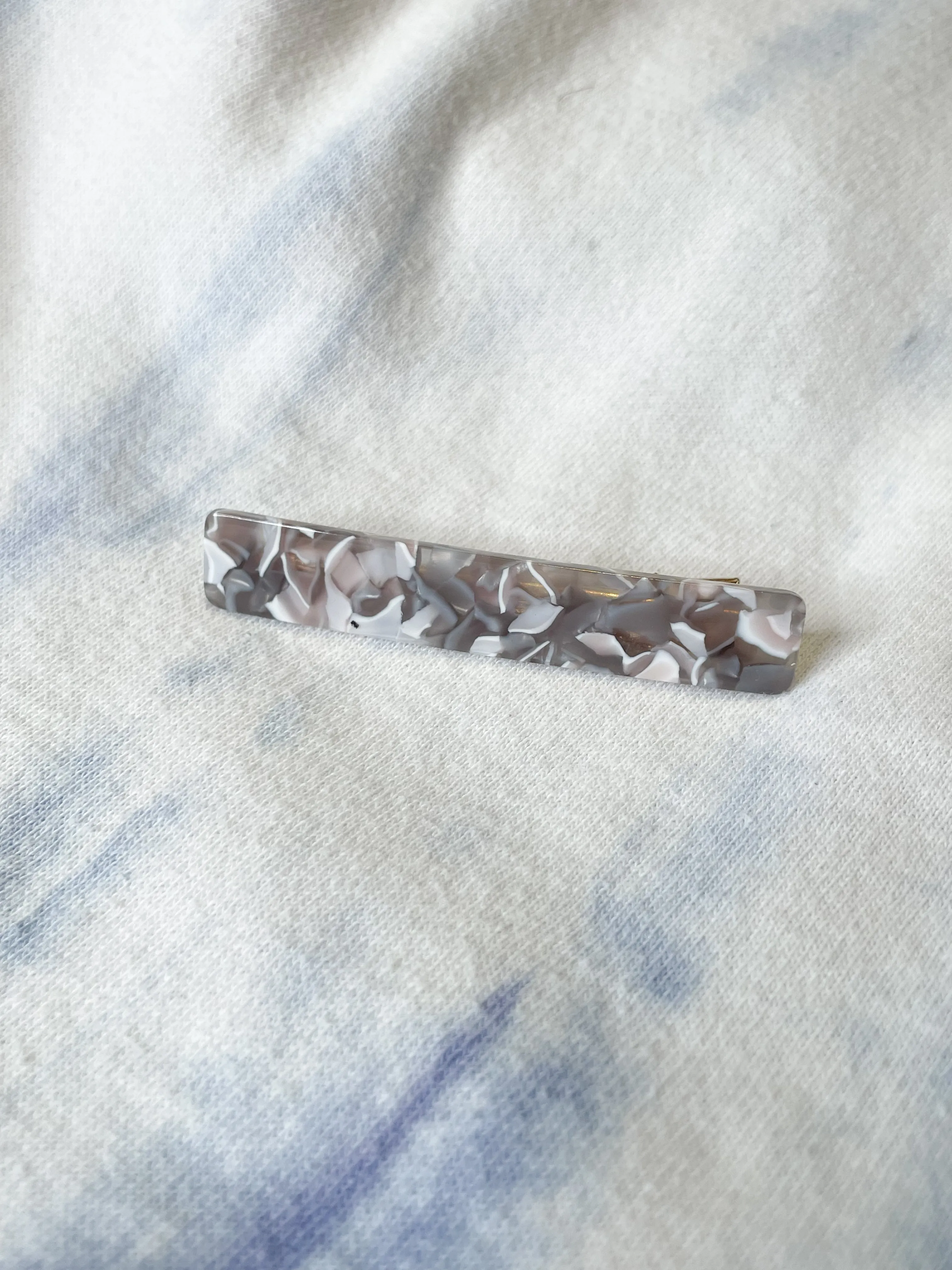 Grey Marble Resin Alligator Hair Clip Barrette