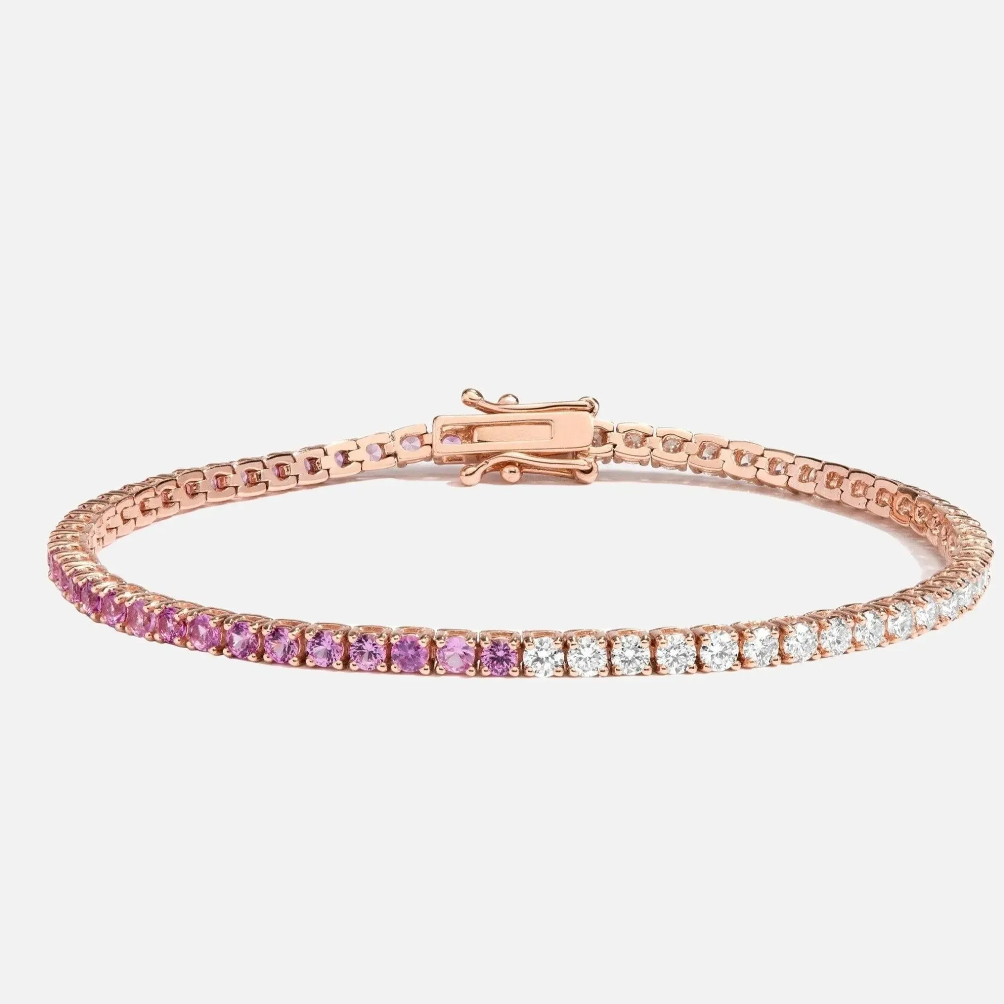 Half Diamond Half Pink Sapphire Bracelet