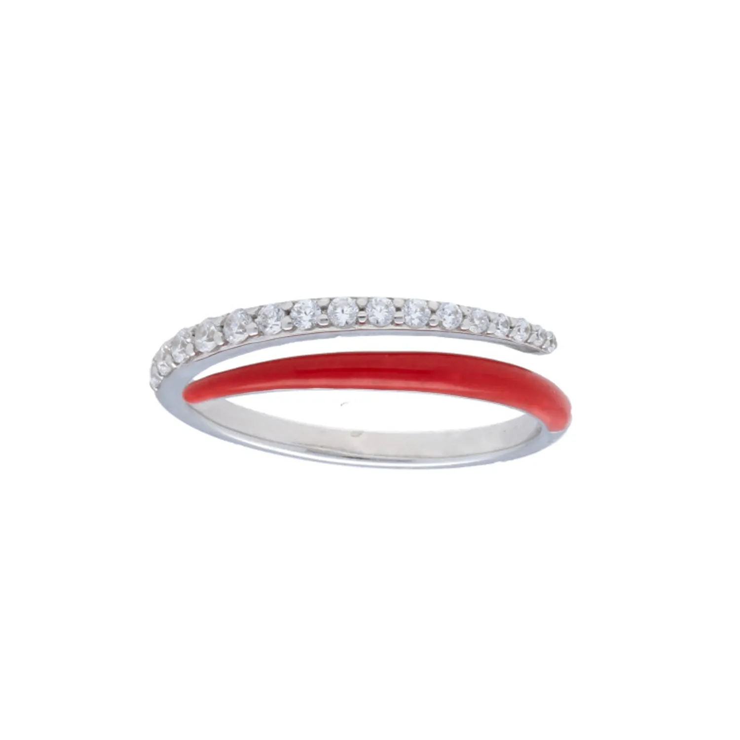 Half Diamonds Half Enamel Wrap Around Ring