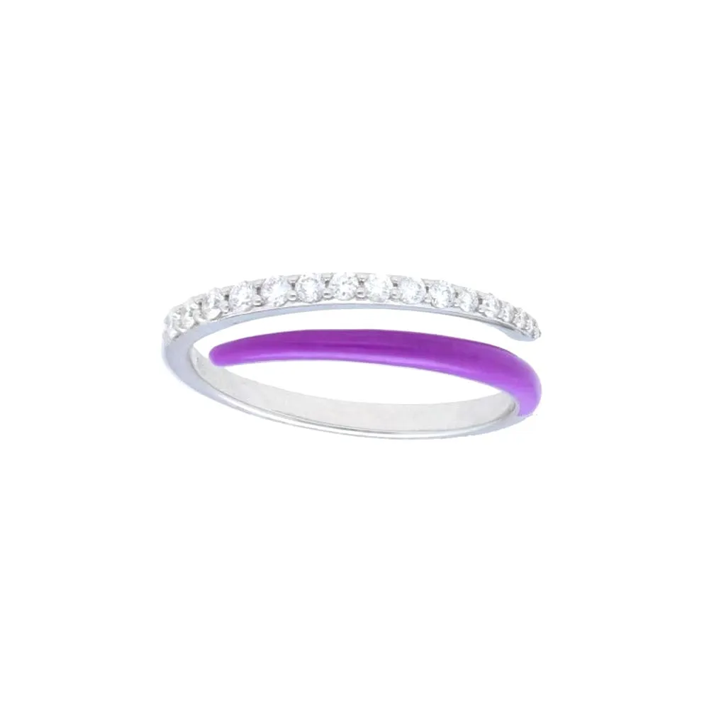 Half Diamonds Half Enamel Wrap Around Ring