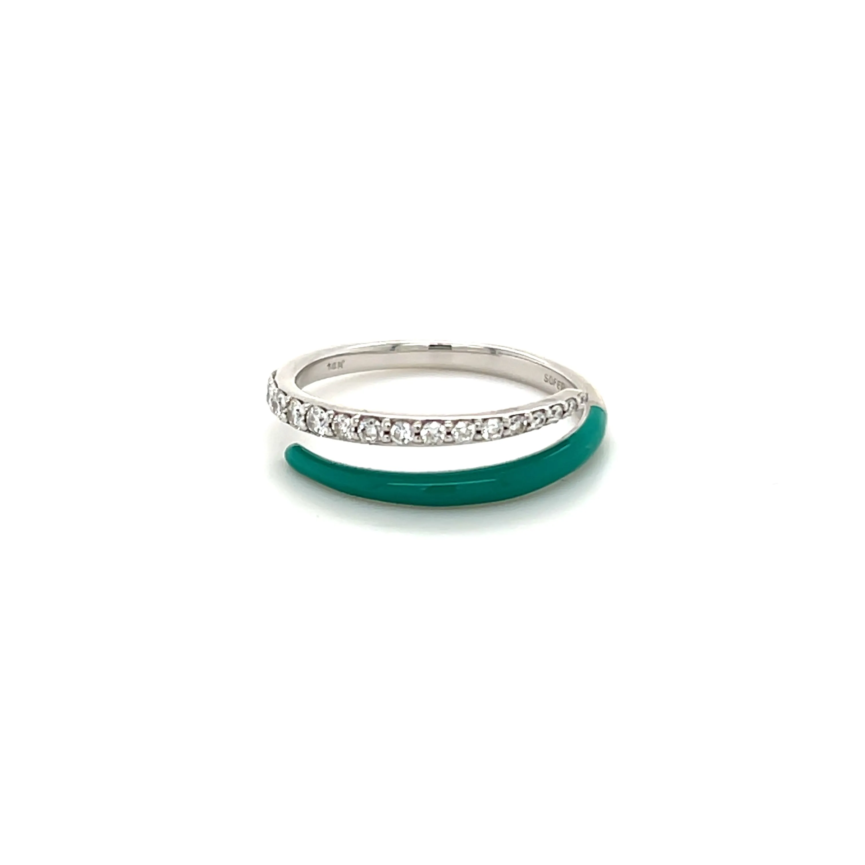 Half Diamonds Half Enamel Wrap Around Ring