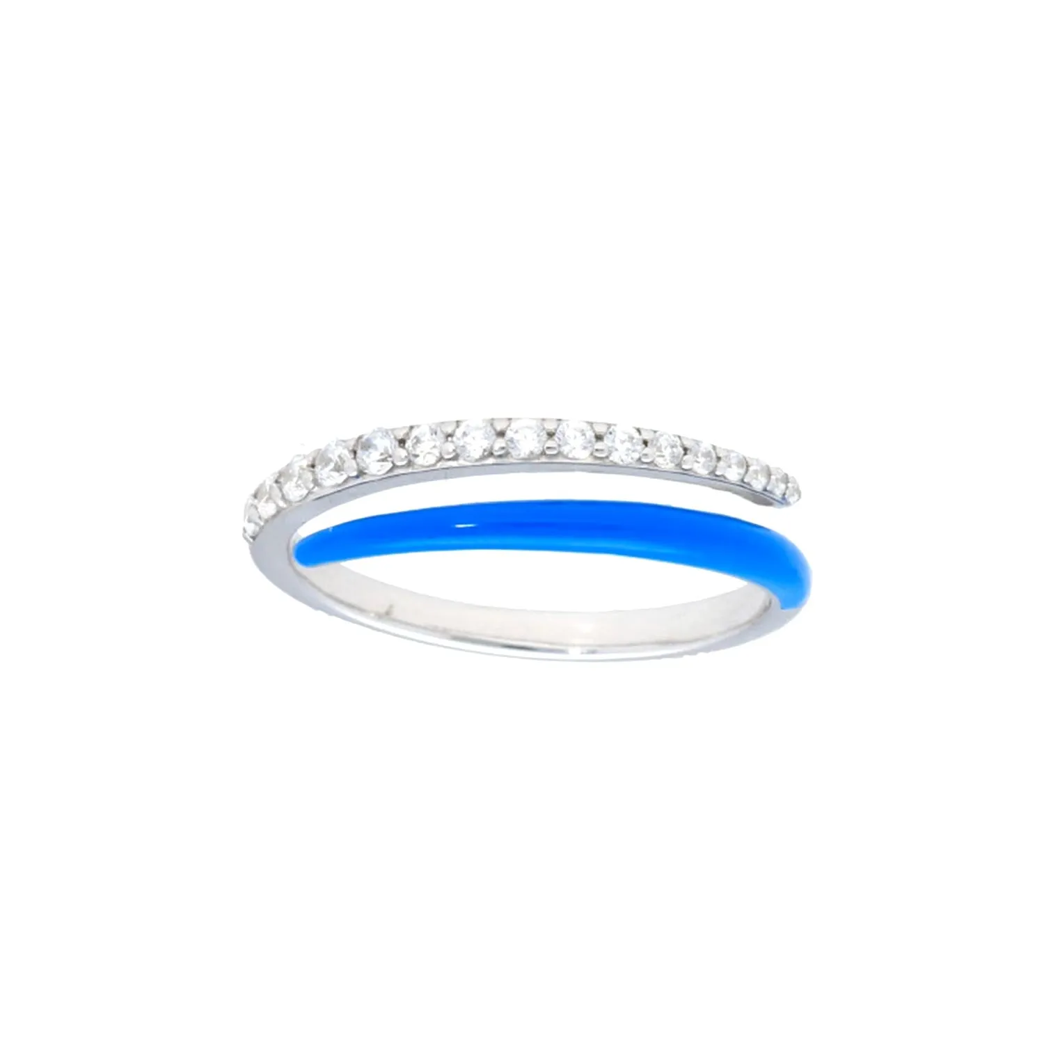 Half Diamonds Half Enamel Wrap Around Ring