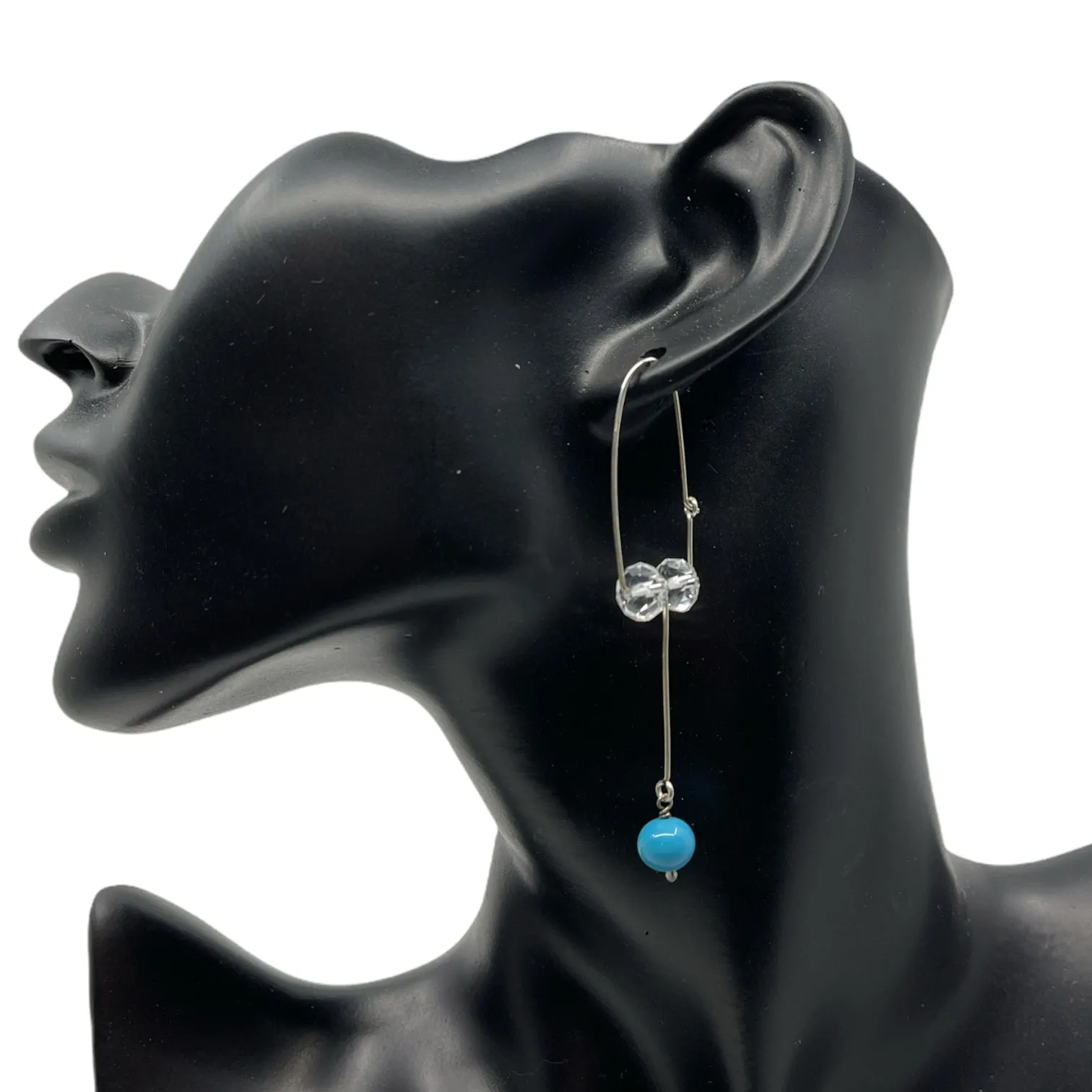 Hand Made sterling silver quartz turquoise earrings