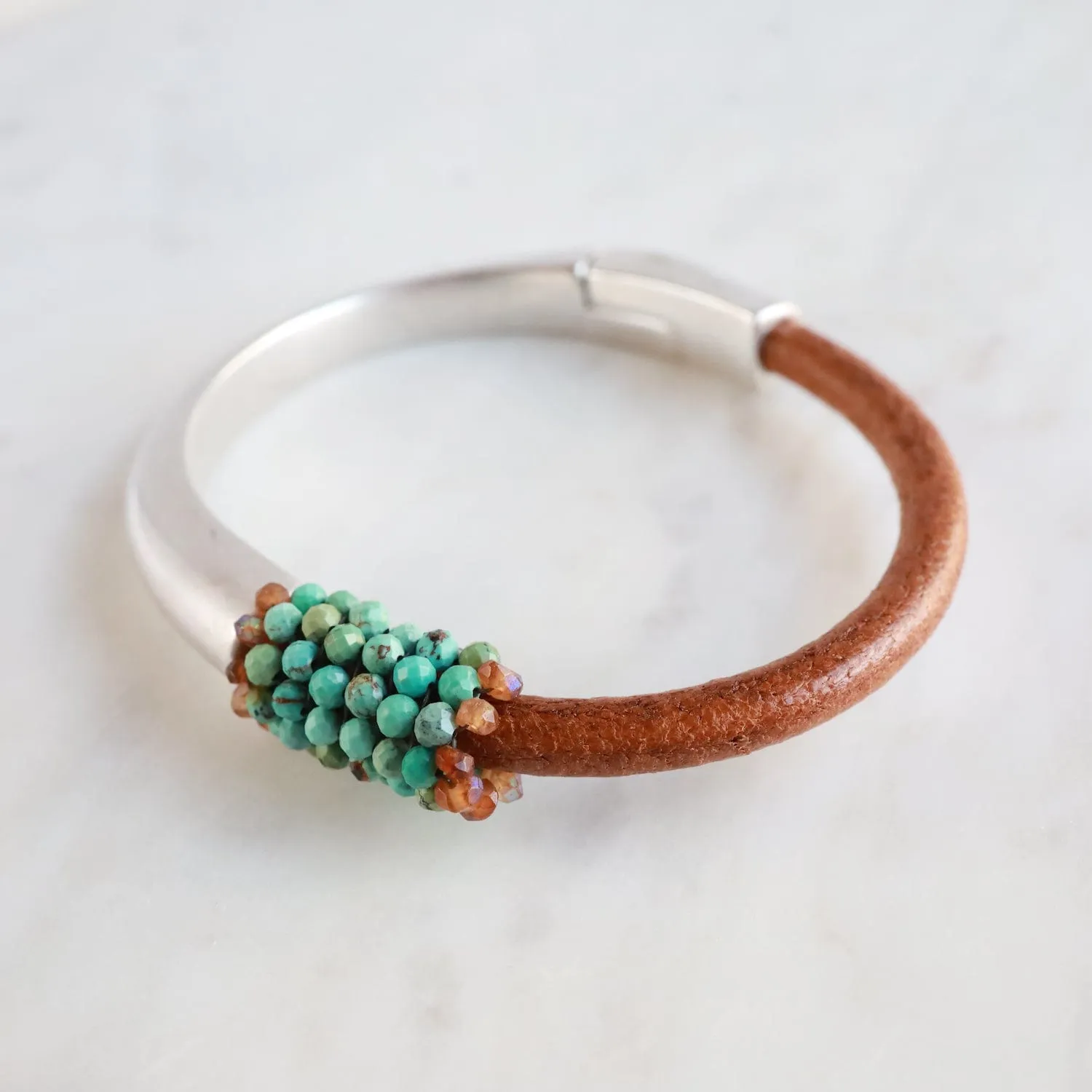 Hand Stitched Natural Turquoise Bracelet