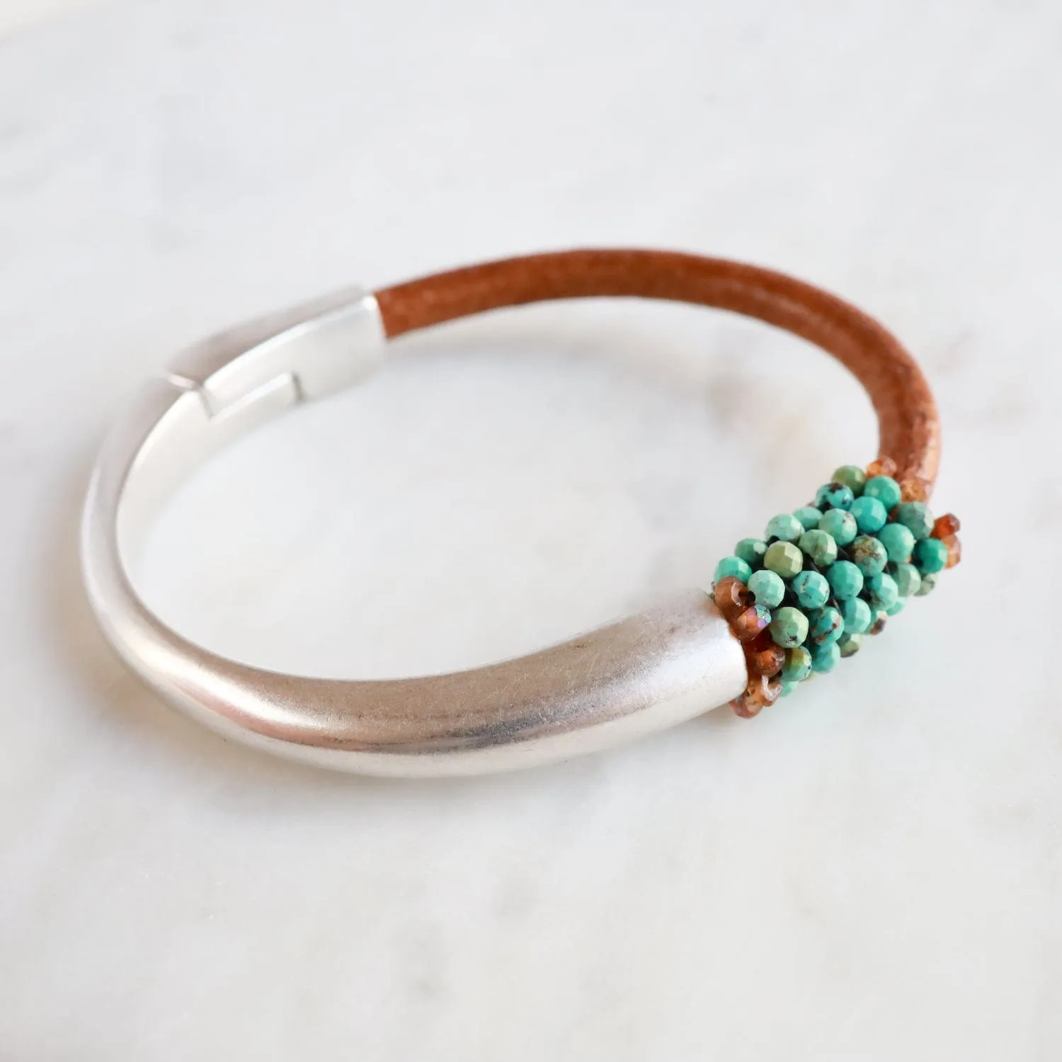 Hand Stitched Natural Turquoise Bracelet