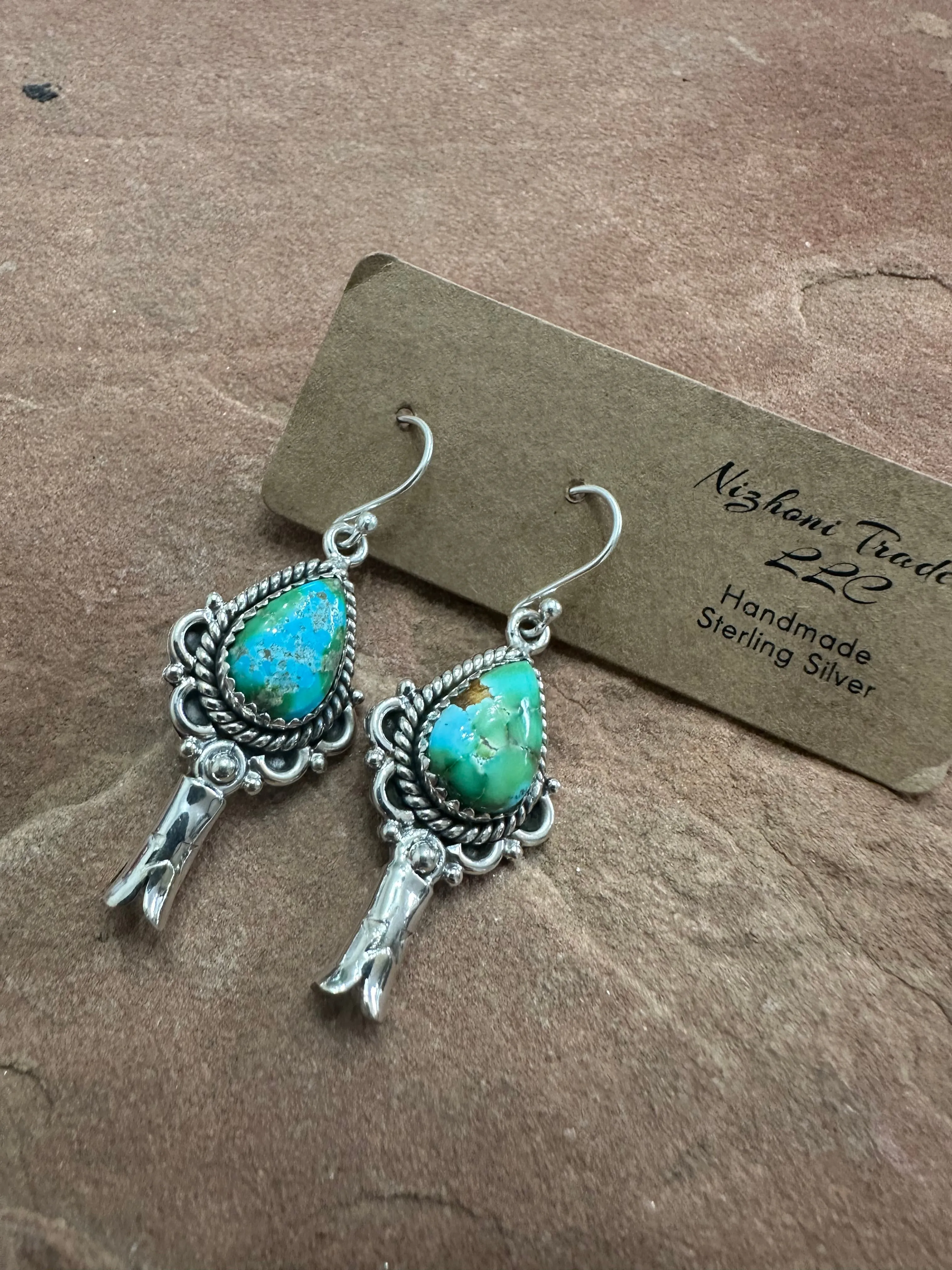 Handmade Sterling Silver & Sonoran Turquoise Dangle Earrings