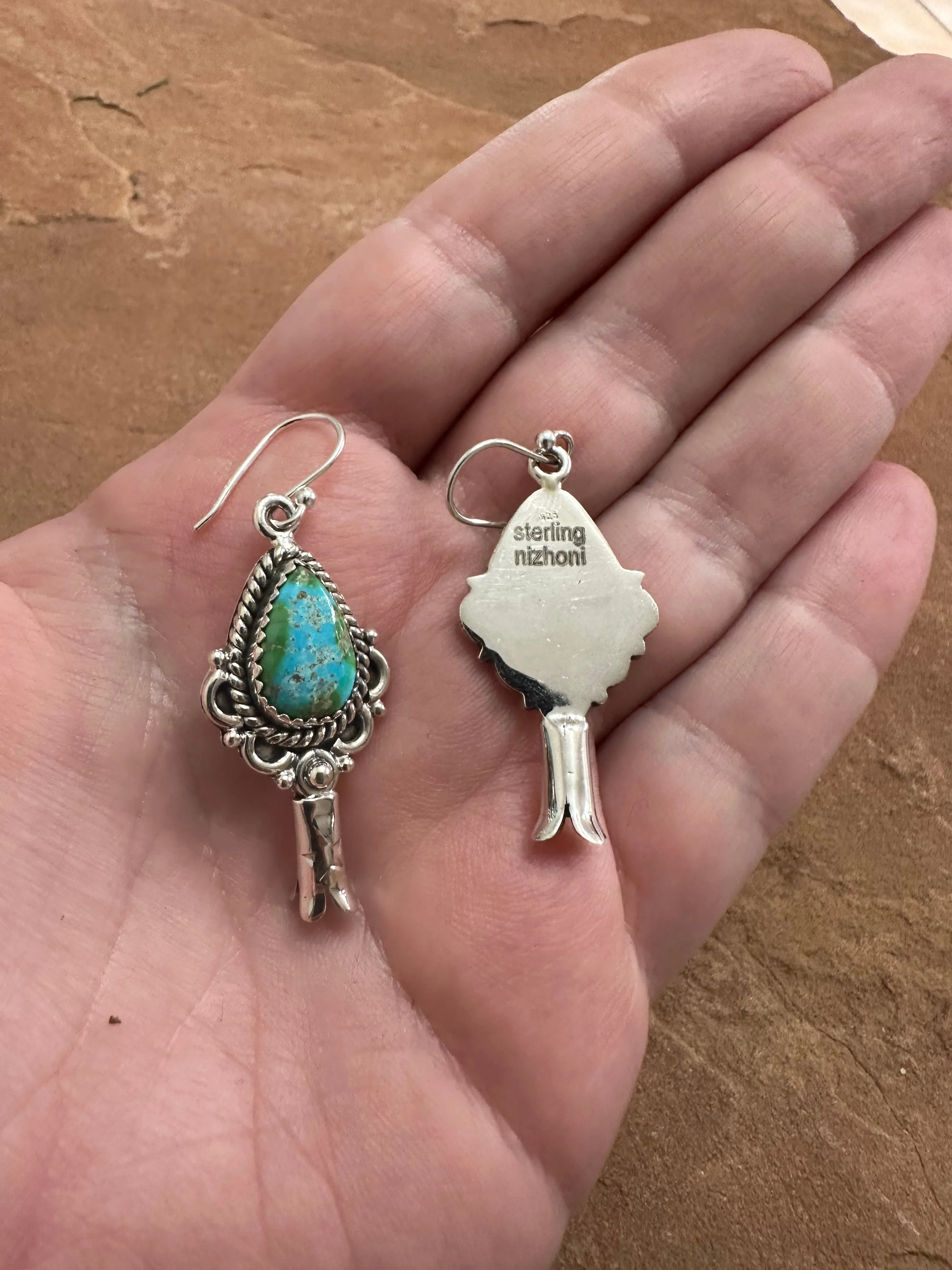 Handmade Sterling Silver & Sonoran Turquoise Dangle Earrings