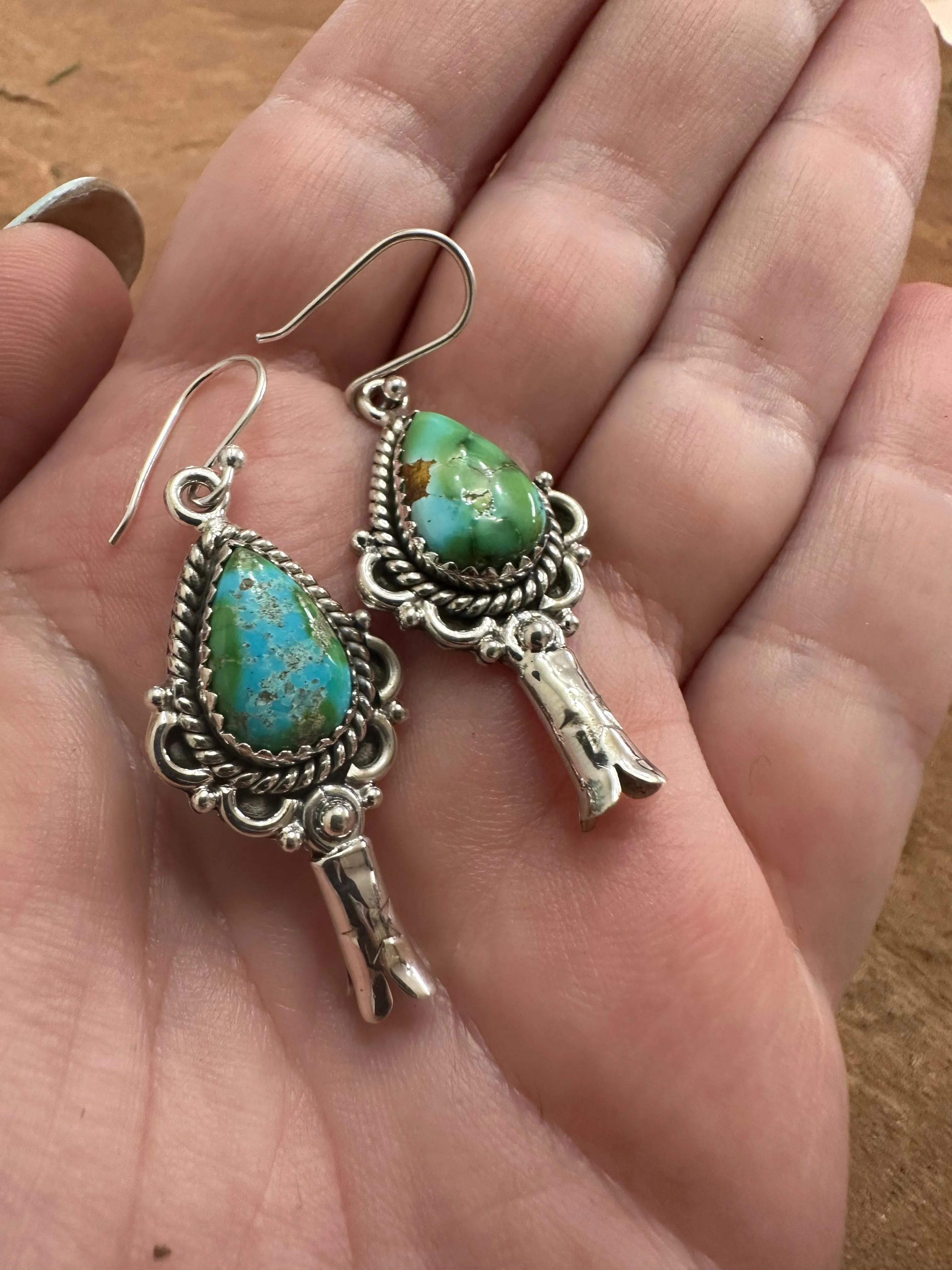 Handmade Sterling Silver & Sonoran Turquoise Dangle Earrings