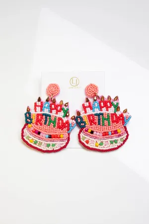 Happy Birthday Beaded Earrings