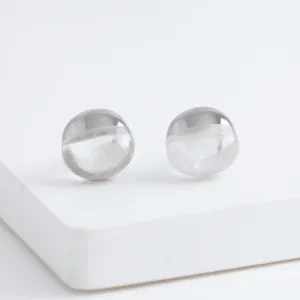 Himalayan quartz rock earrings (rhodium plated silver)