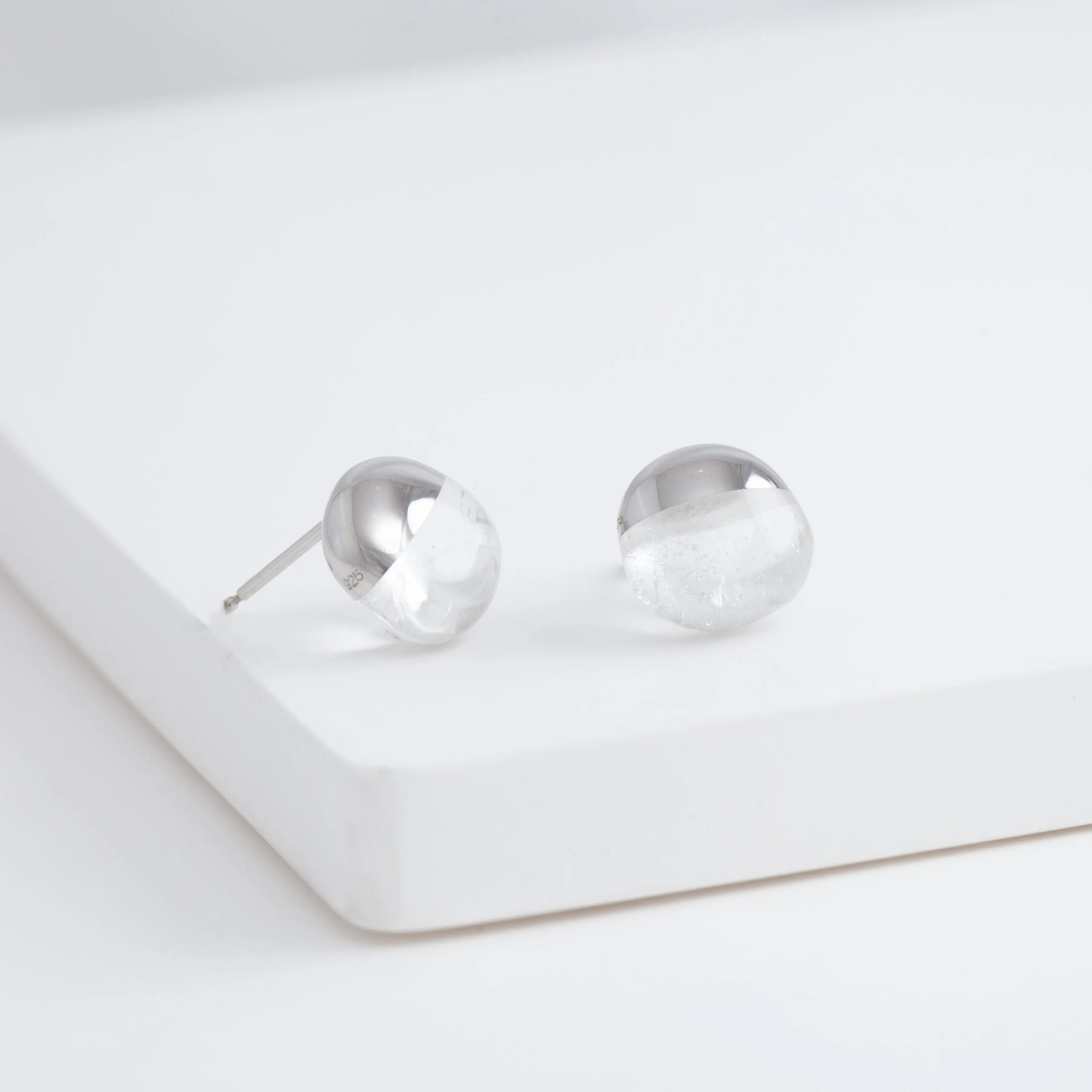 Himalayan quartz rock earrings (rhodium plated silver)