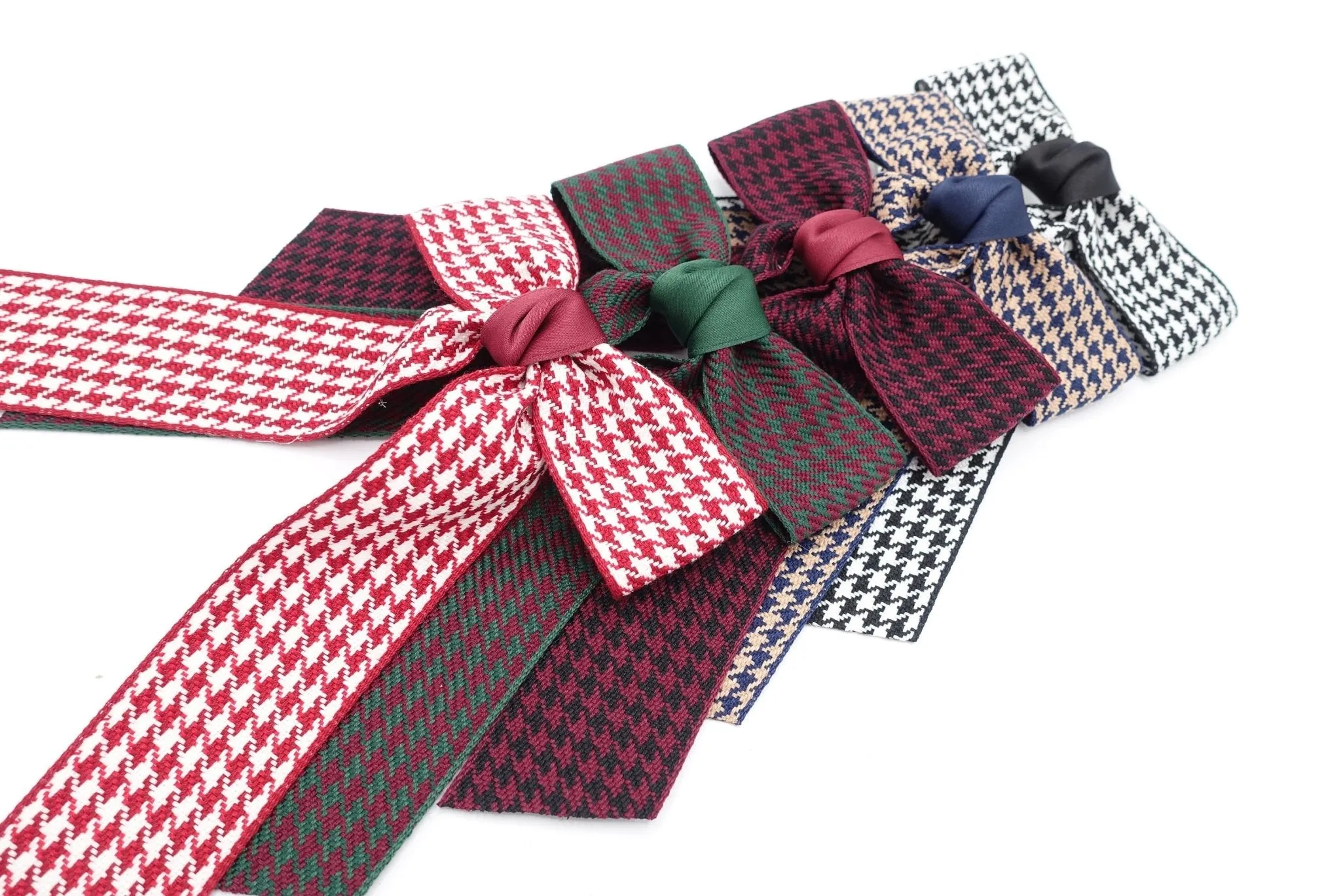 houndstooth longtail hair bow check basic hair barrette for women