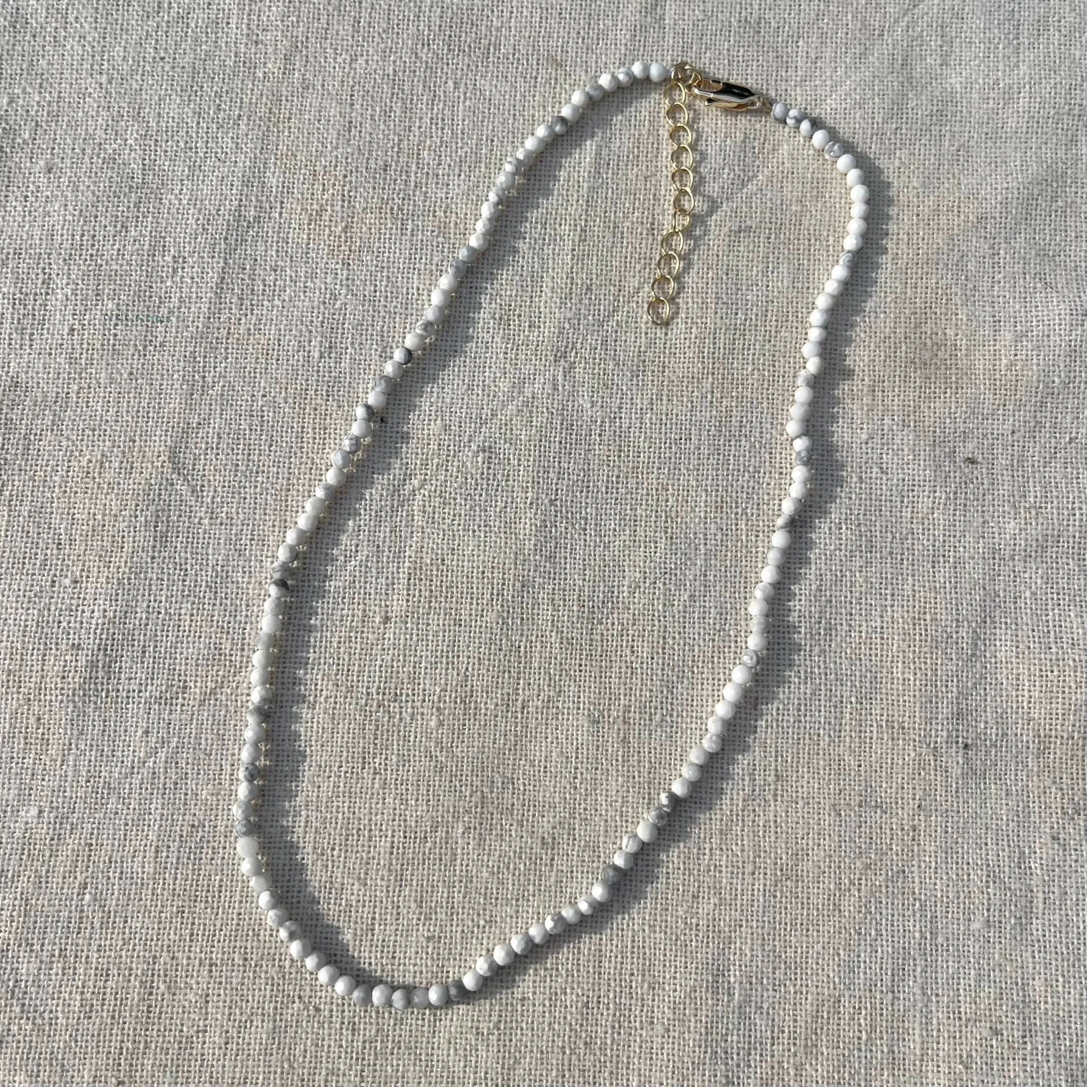 Howlite 3mm Facet Beaded Necklace - Patience