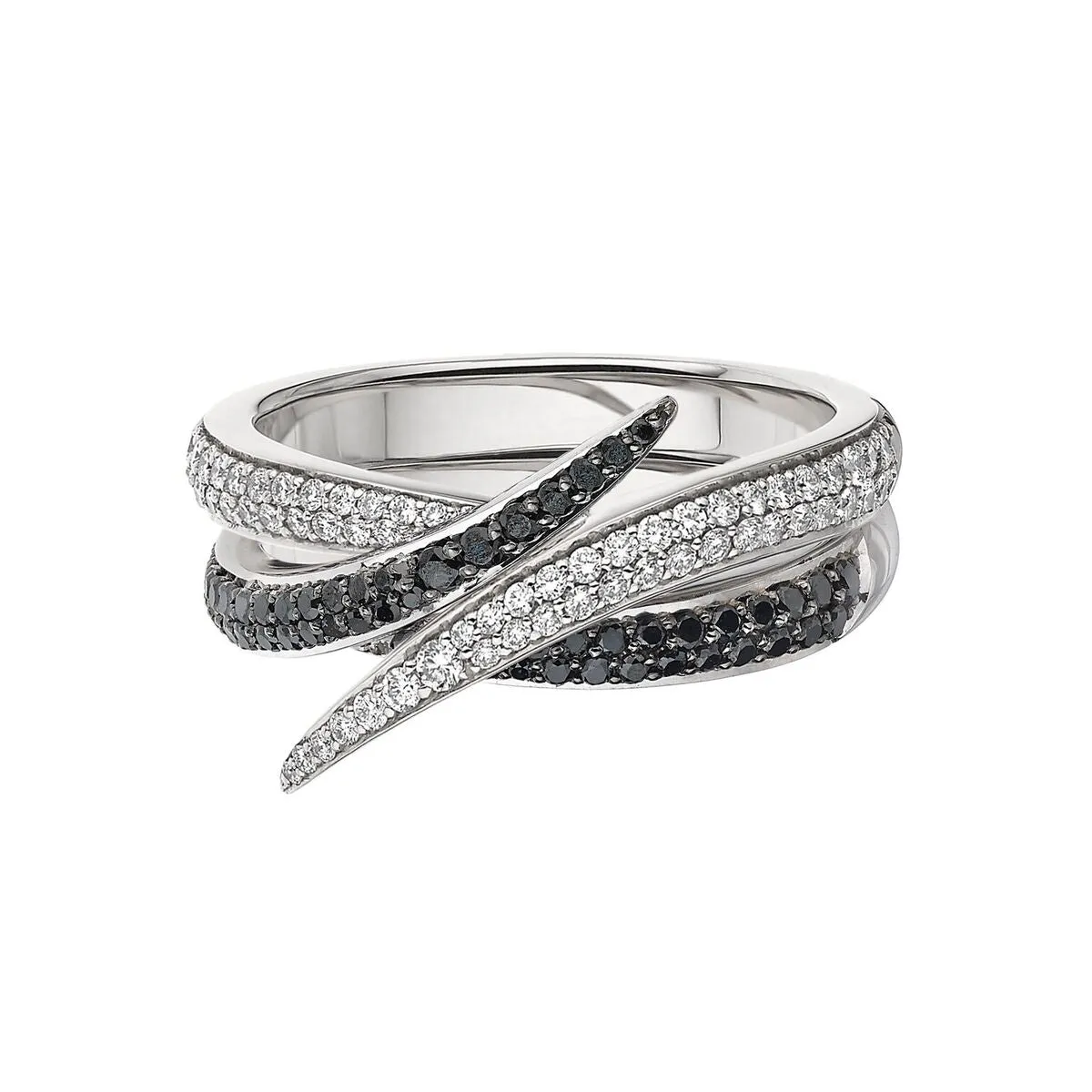 Interlocking Single Ring - 18ct White Gold & Black Diamond