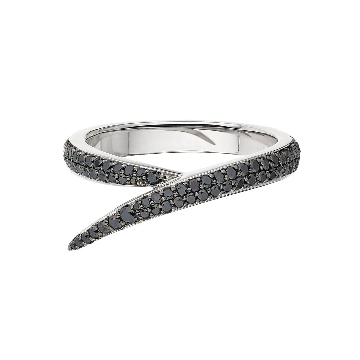 Interlocking Single Ring - 18ct White Gold & Black Diamond