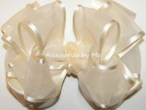 Ivory Organza Satin Hair Bow