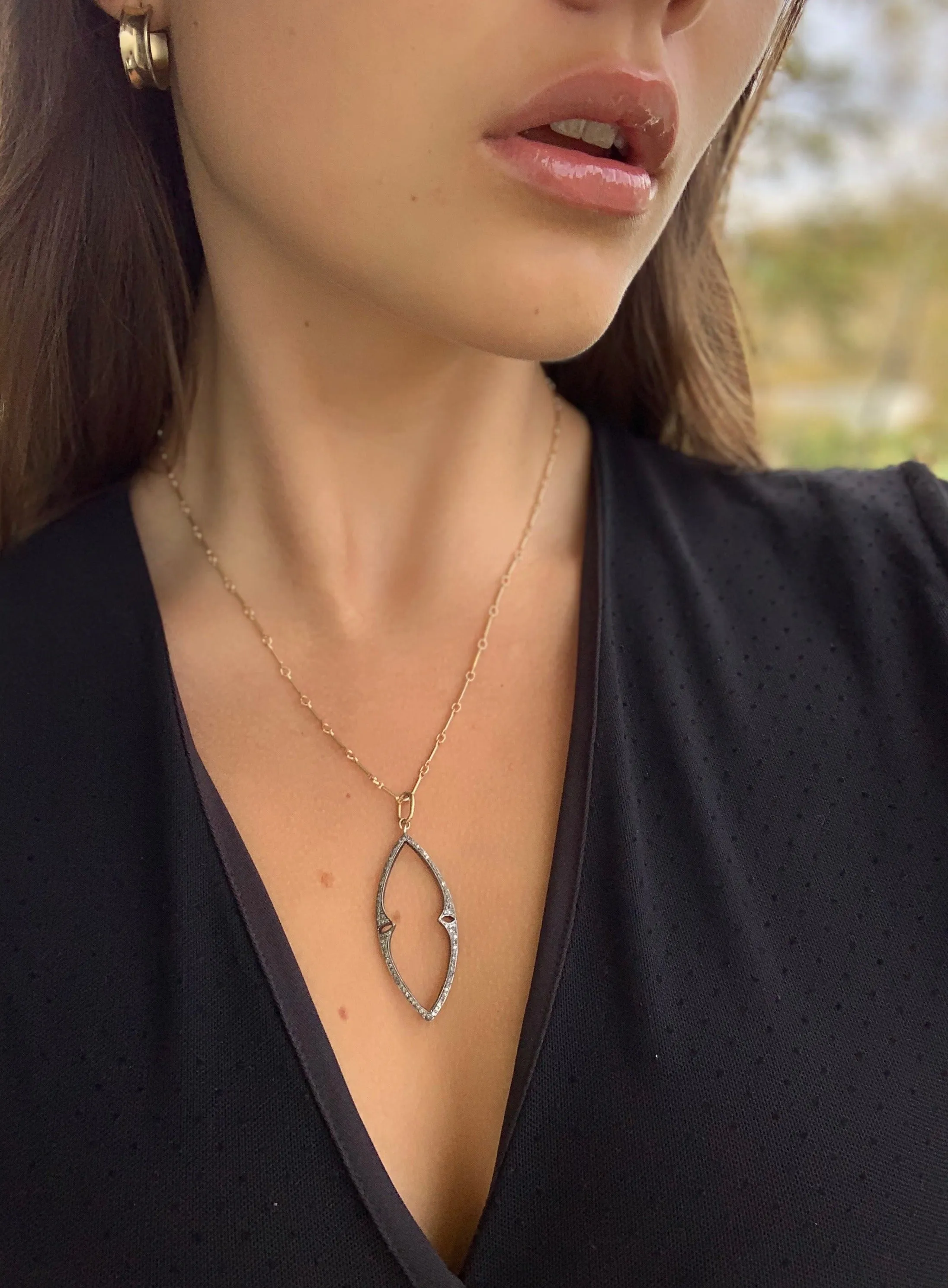 JADE DIAMOND TEARDROP PENDANT NECKLACE