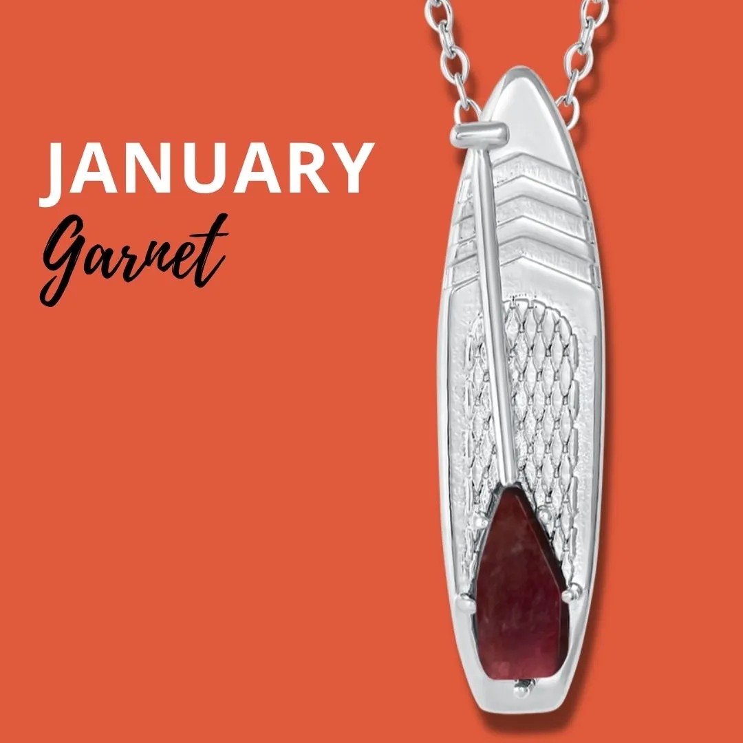 JANUARY Birthstone Paddle board Necklace in Garnet