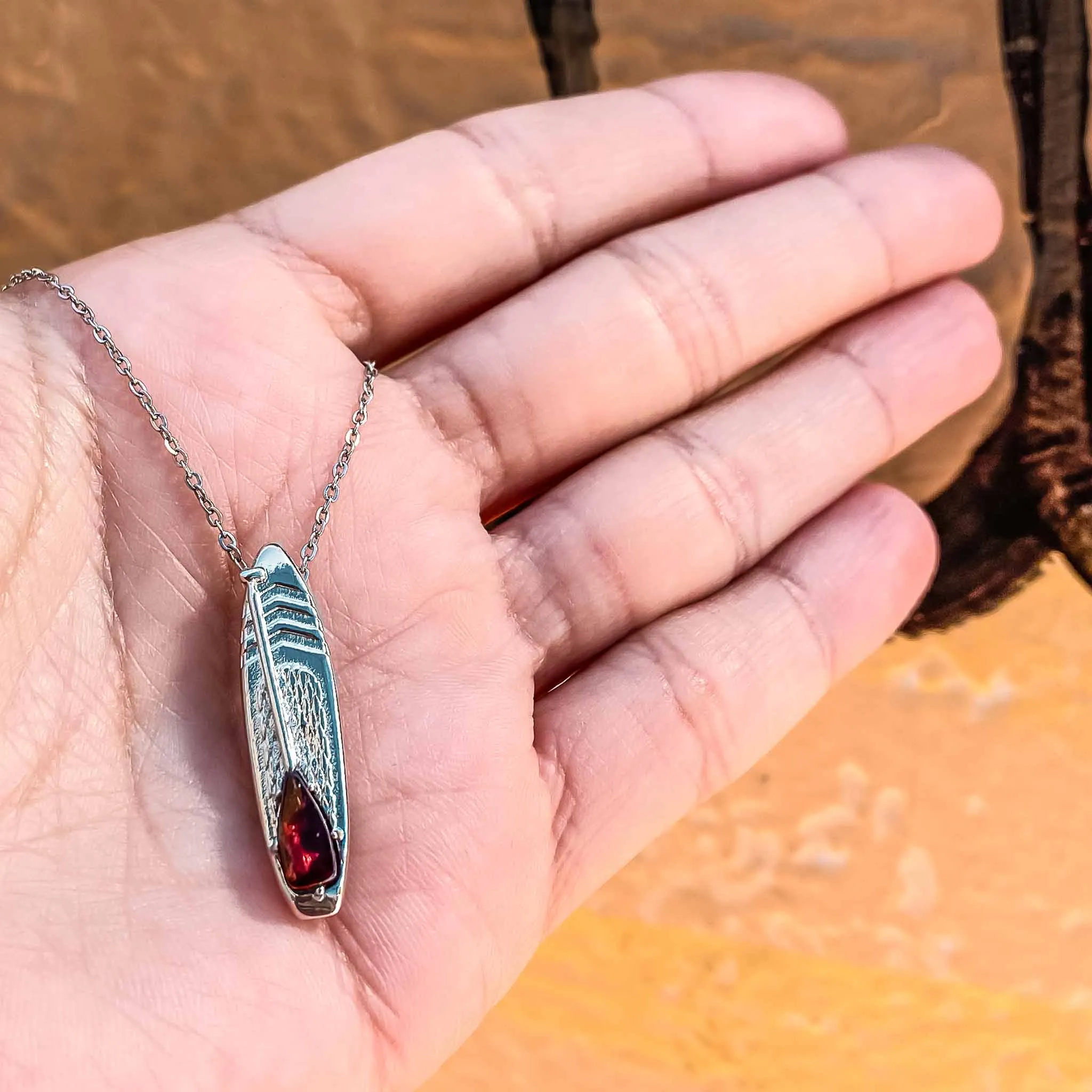 JANUARY Birthstone Paddle board Necklace in Garnet