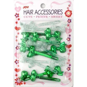 Joy Ribbon Barrette II 12ct Assorted Green