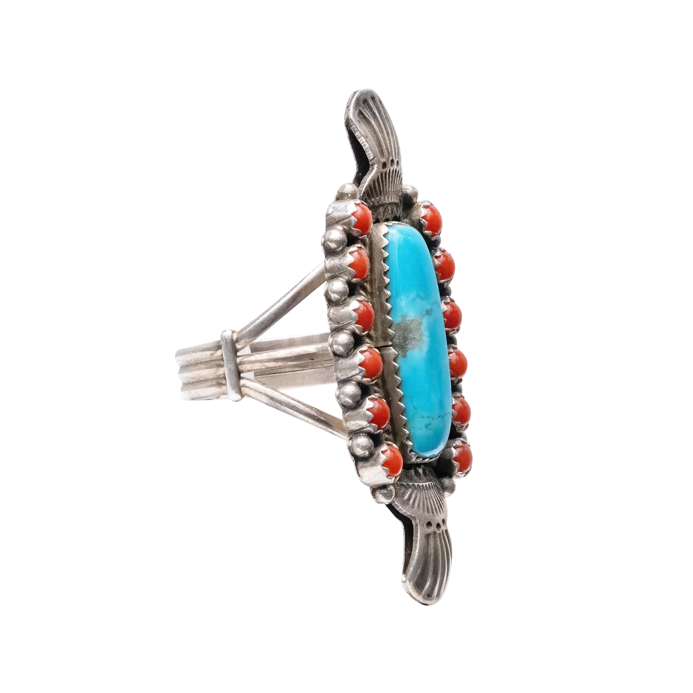 Kingman Turquoise & Mediterranean Coral Ring | M. & R. Calladitto