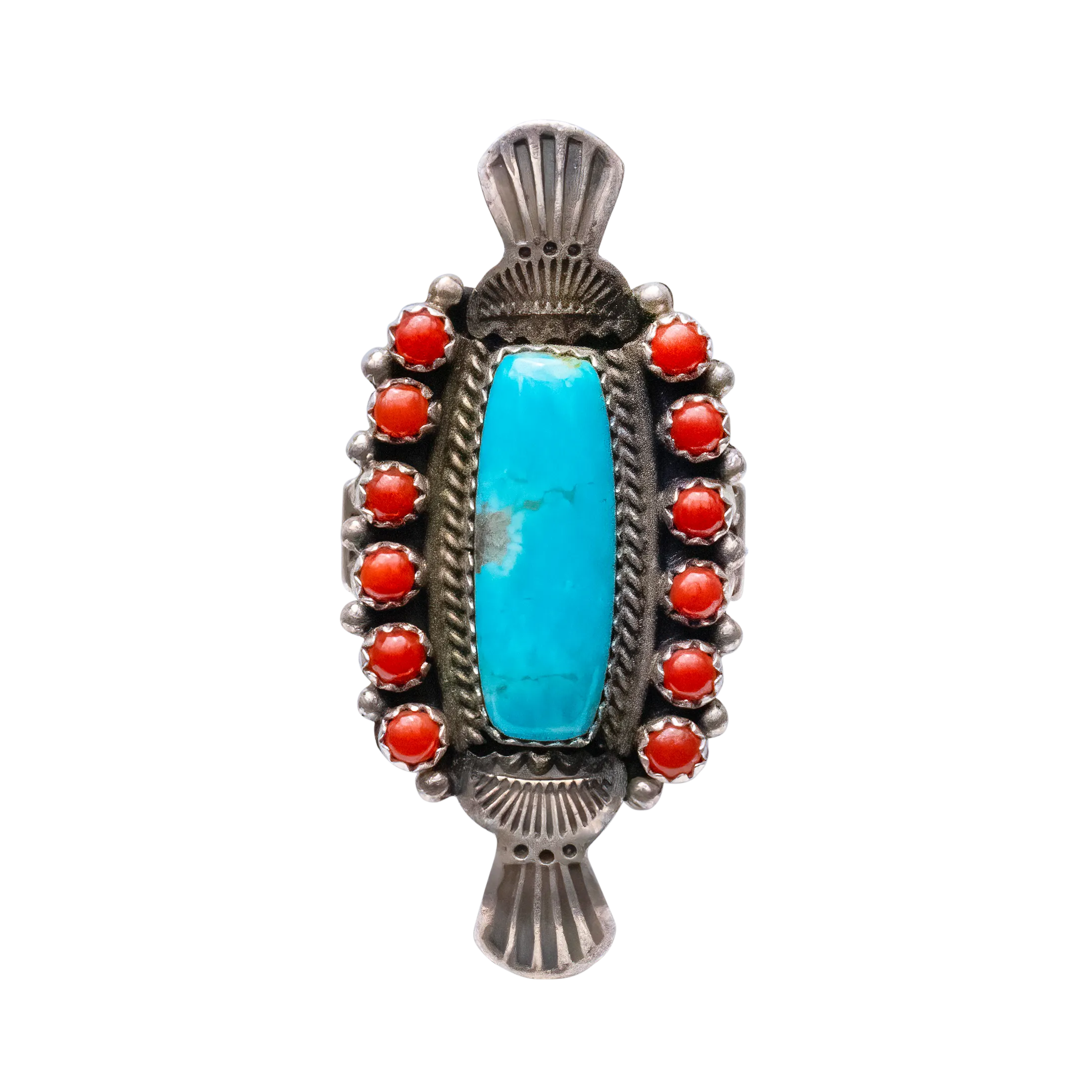 Kingman Turquoise & Mediterranean Coral Ring | M. & R. Calladitto