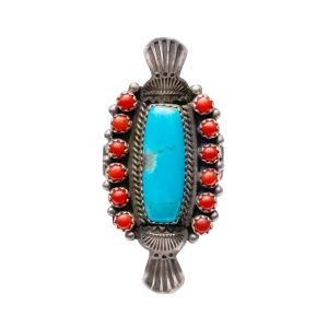 Kingman Turquoise & Mediterranean Coral Ring | M. & R. Calladitto