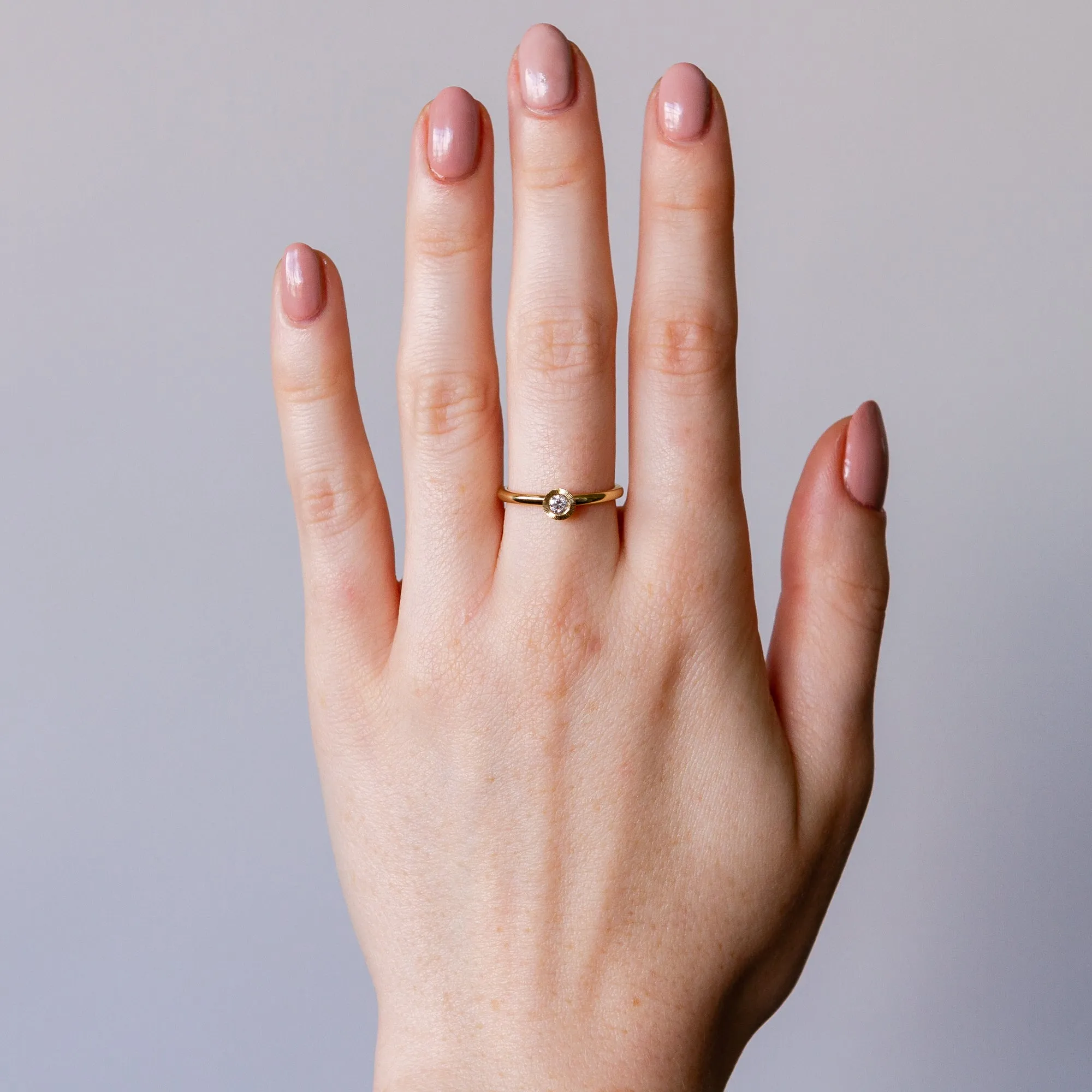 Large Aurora Diamond Stacking Ring in Yellow Gold