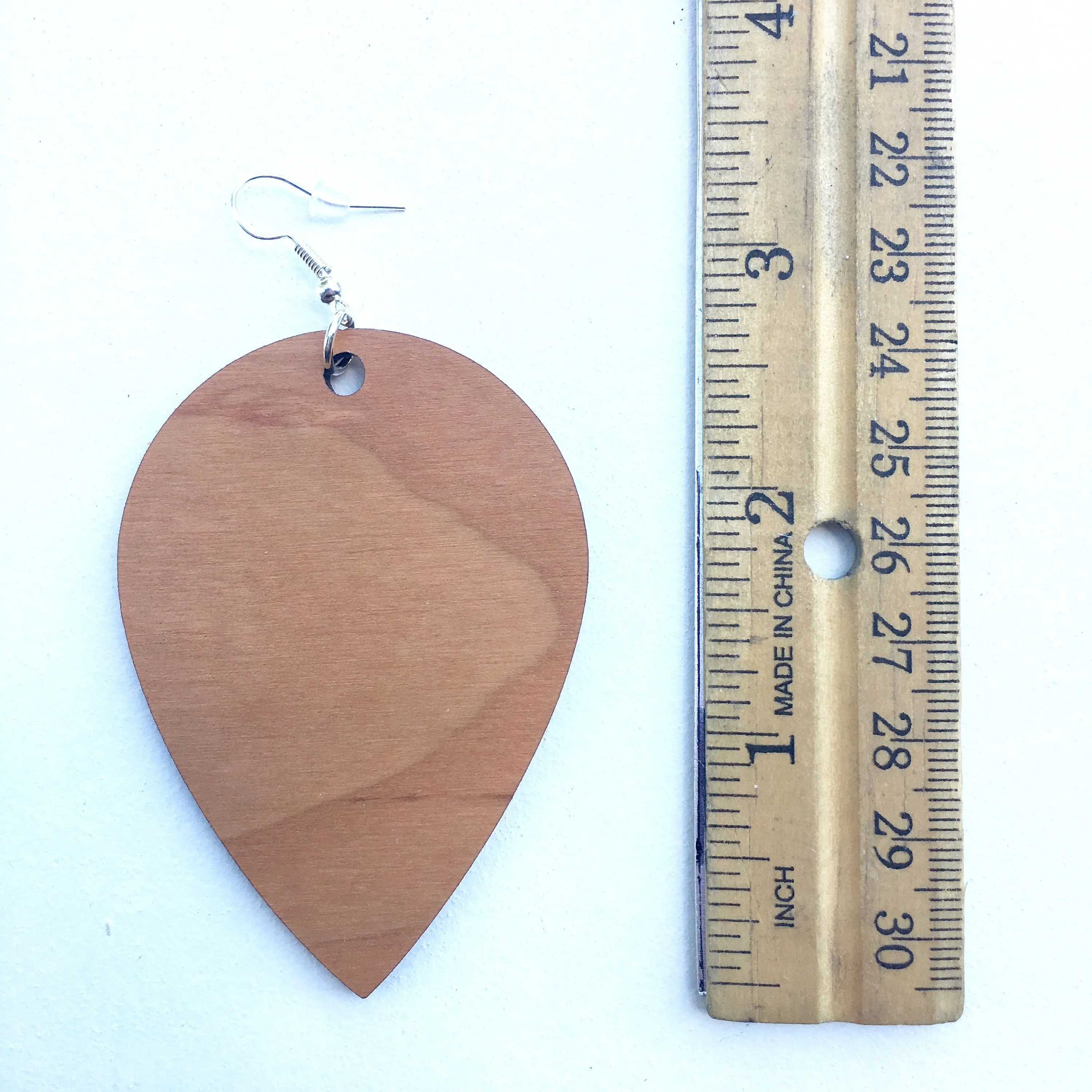 Large Upside Down Teardrop Earring, Cherry Dangle Wooden Earrings, Gift for Sister, Trendy Lightweight Earrings