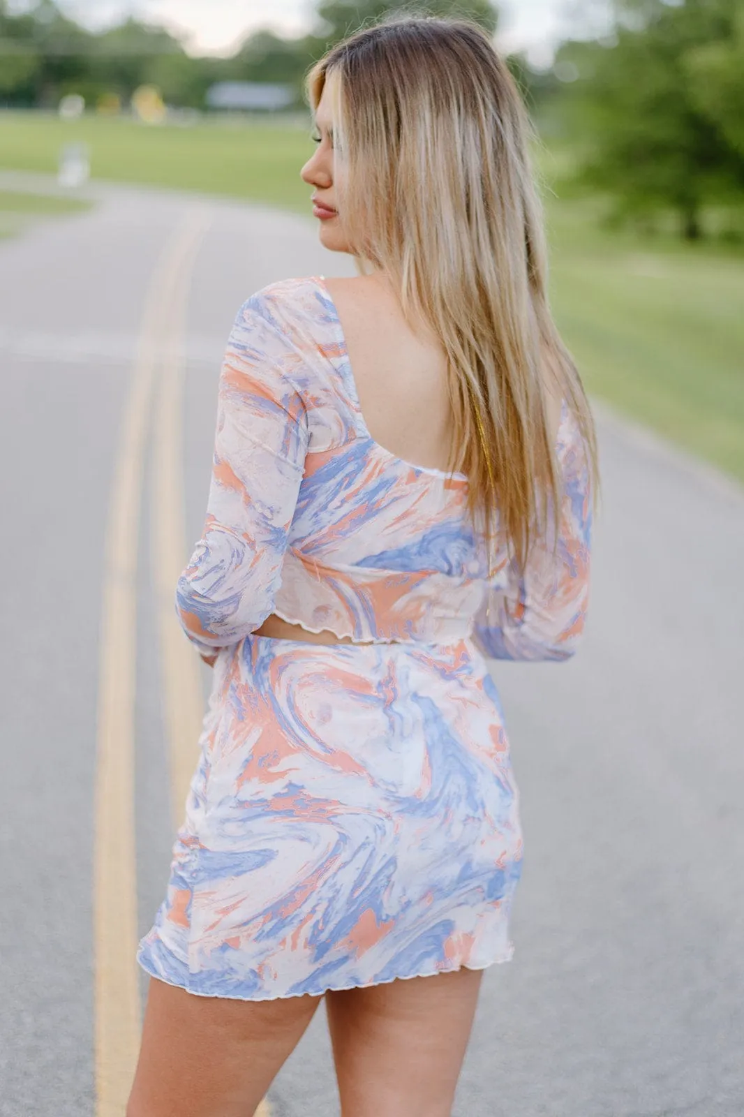 Lavender Coral Tie-Dye Crop Top