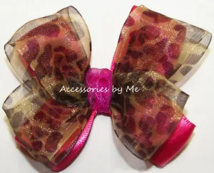 Leopard Shocking Pink Hair Bow