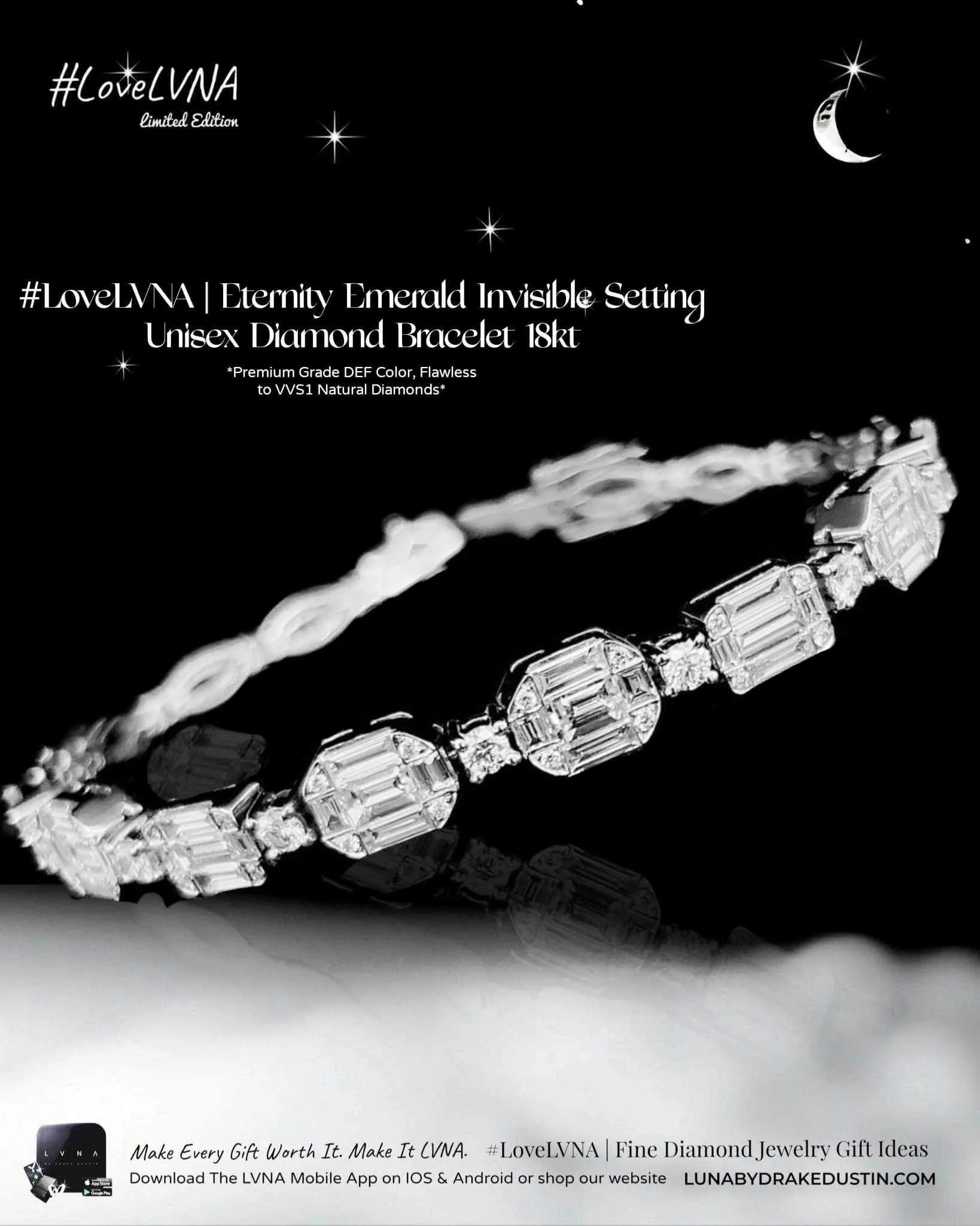 #LVNA2024 | Eternity Emerald Invisible Setting Unisex Diamond Bracelet 18kt